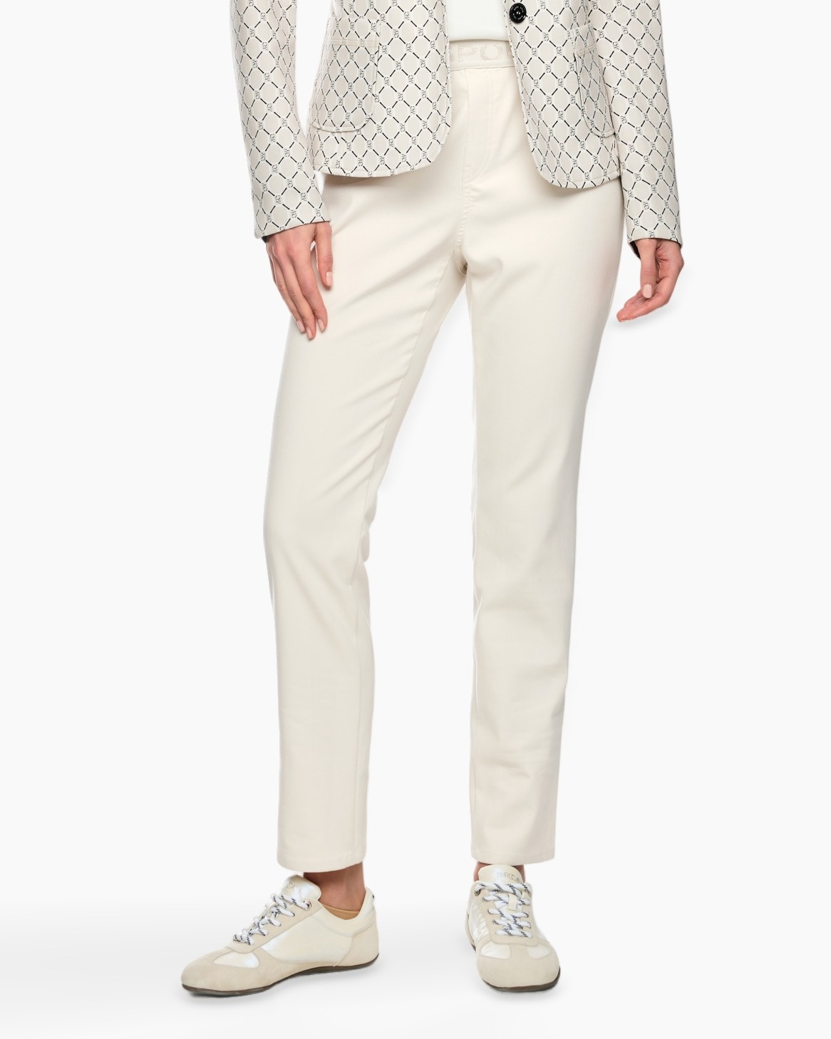 pants, beige, slim, casual, ankle length