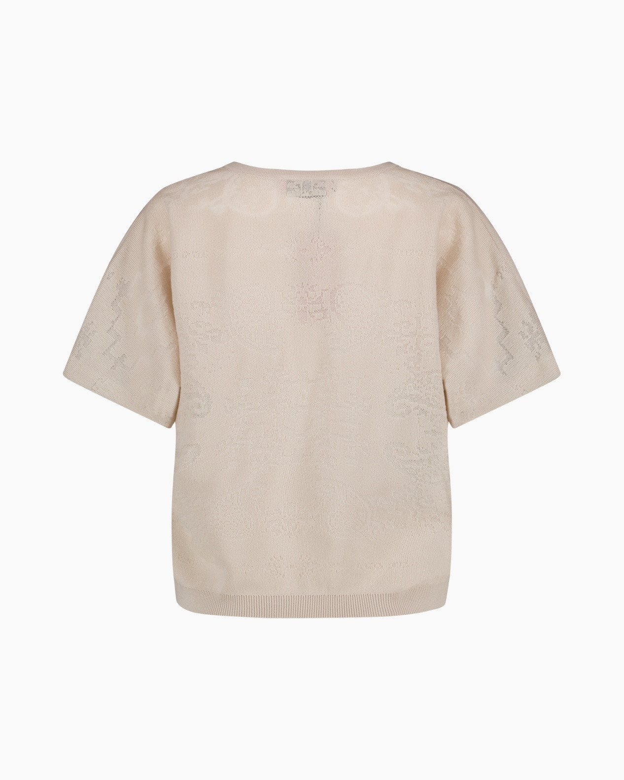 top, knit, beige, v-neck, short-sleeve