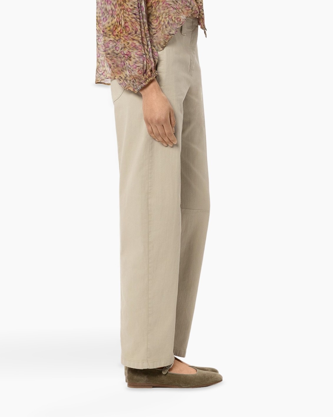 wide-leg pants, beige, pants, slack, flat shoes