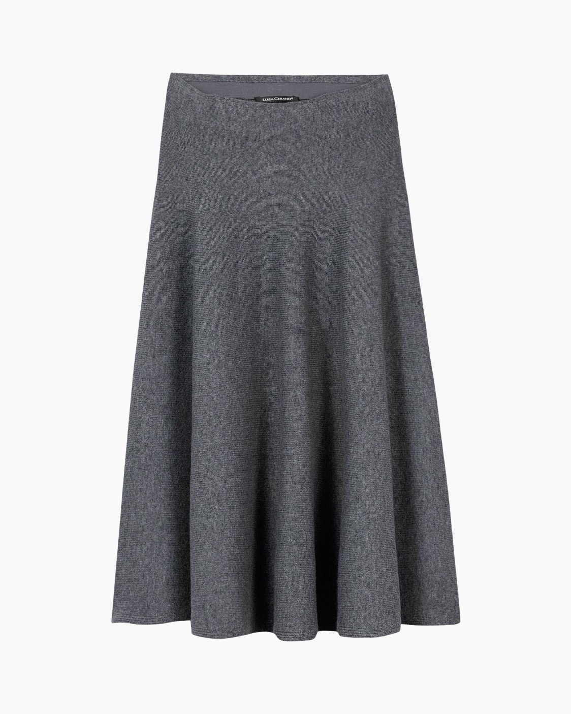 skirt, midi length, gray, knit, A-line