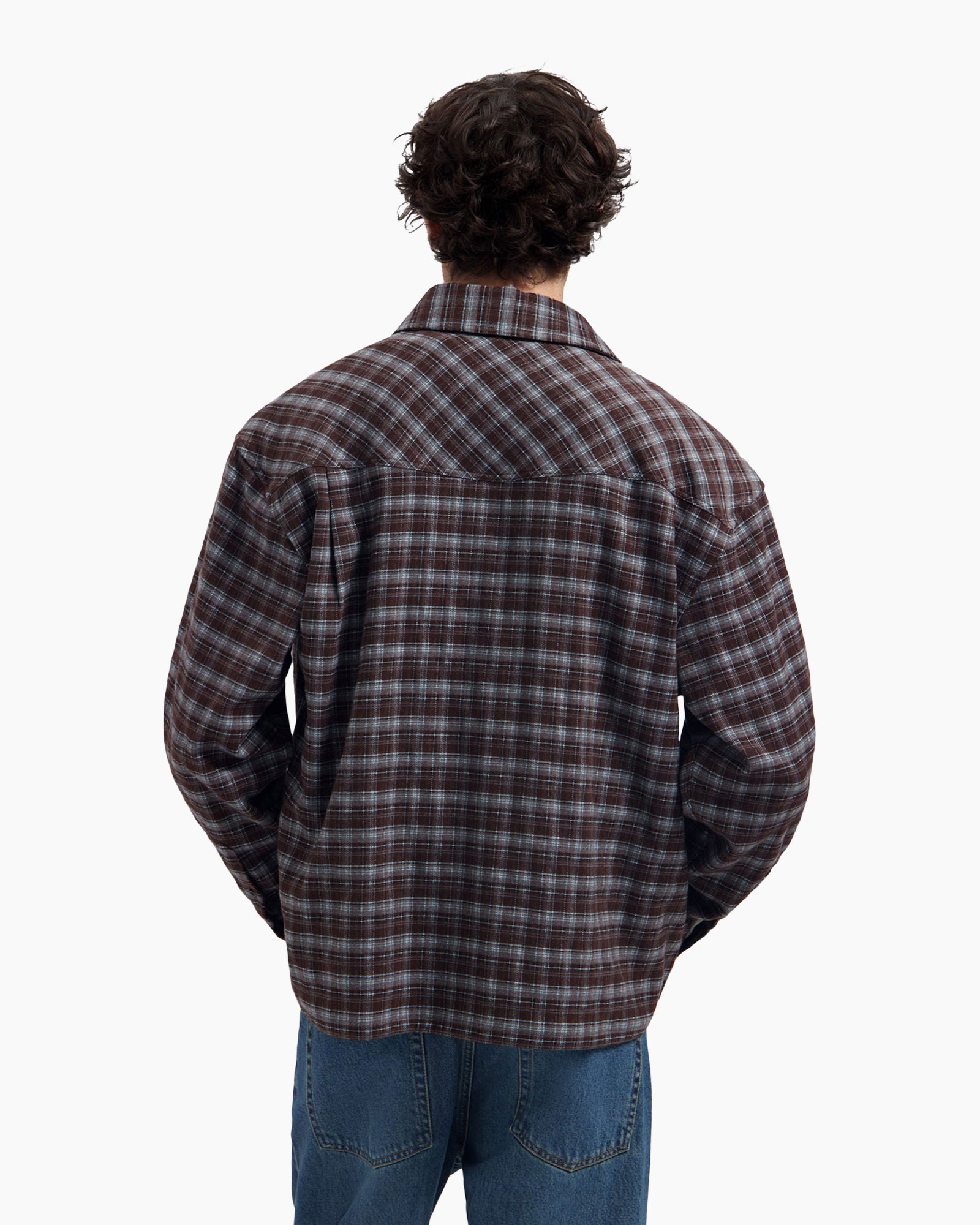 plaid, flannel, shirt, long-sleeve, brown