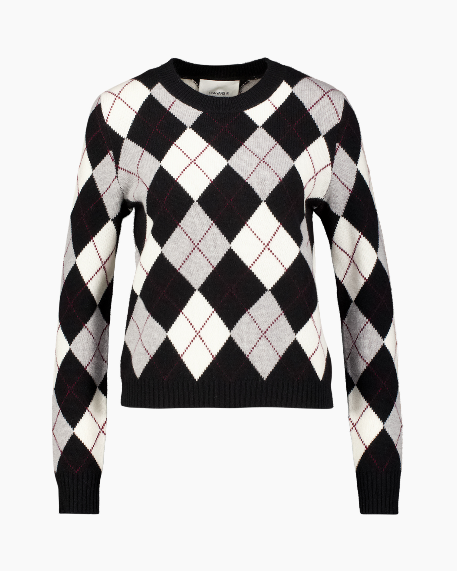 argyle sweater, knit sweater, argyle pattern, long sleeve, black white gray