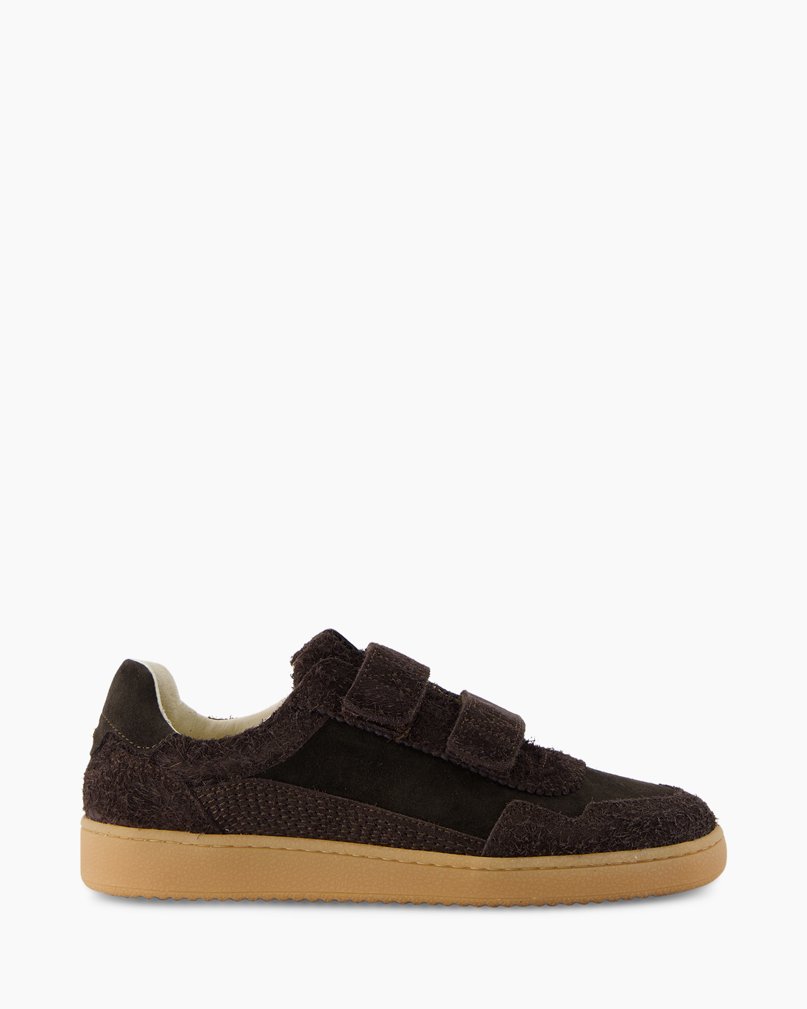 kids shoe, brown, velcro, suede, low-top