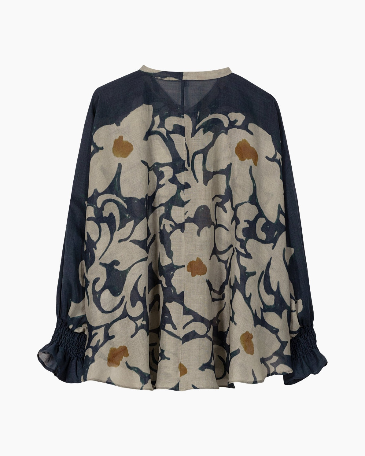 blouse, floral, abstract print, long sleeve, loose fit