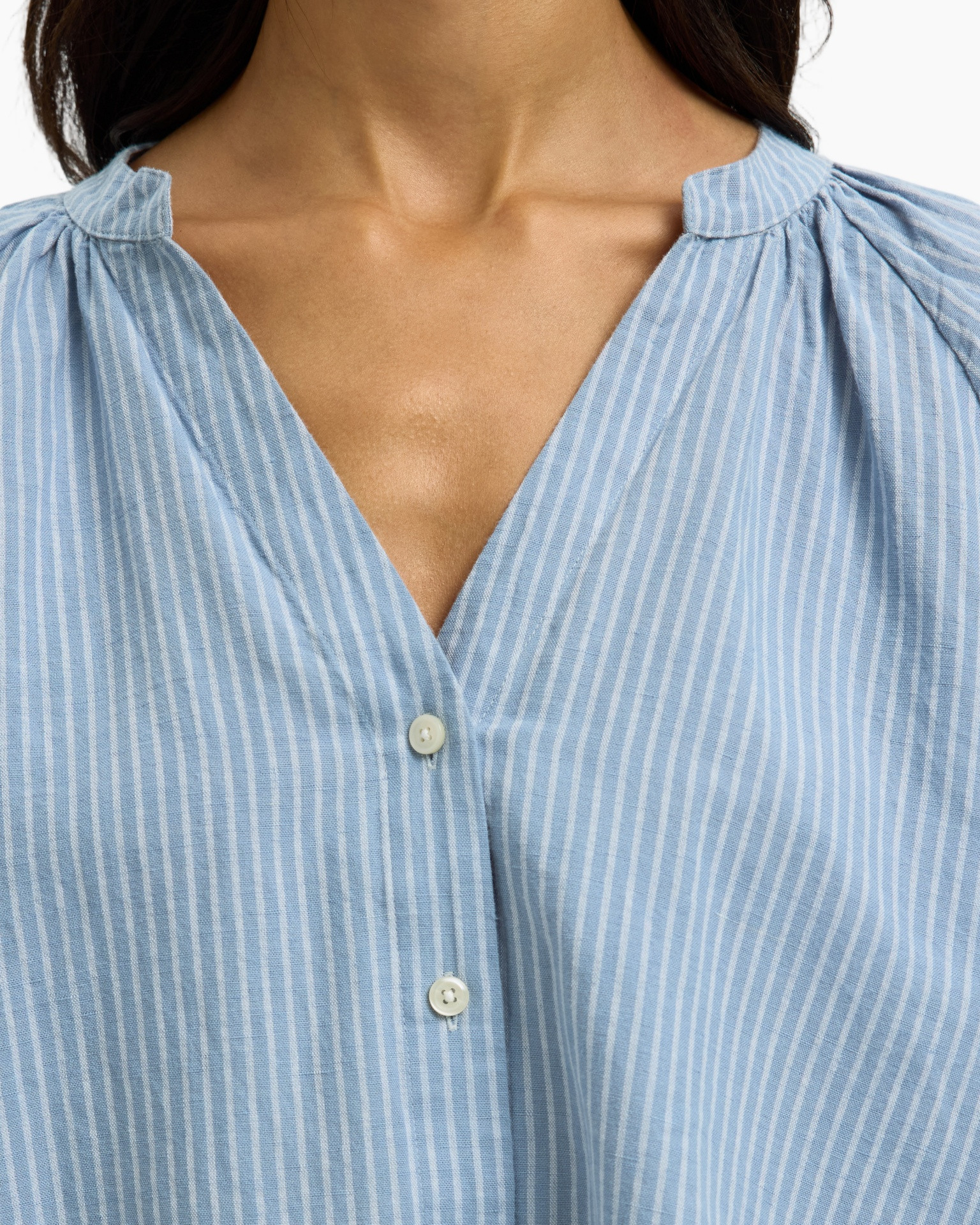 shirt, blouse, striped, blue, button-down