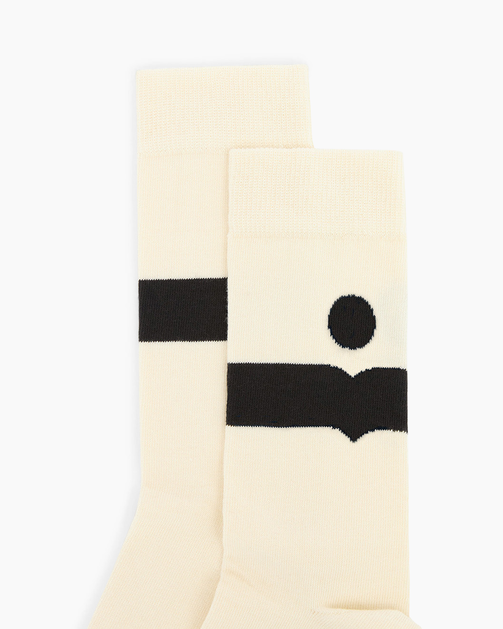 socks, crew socks, cream, black stripe, knit pattern
