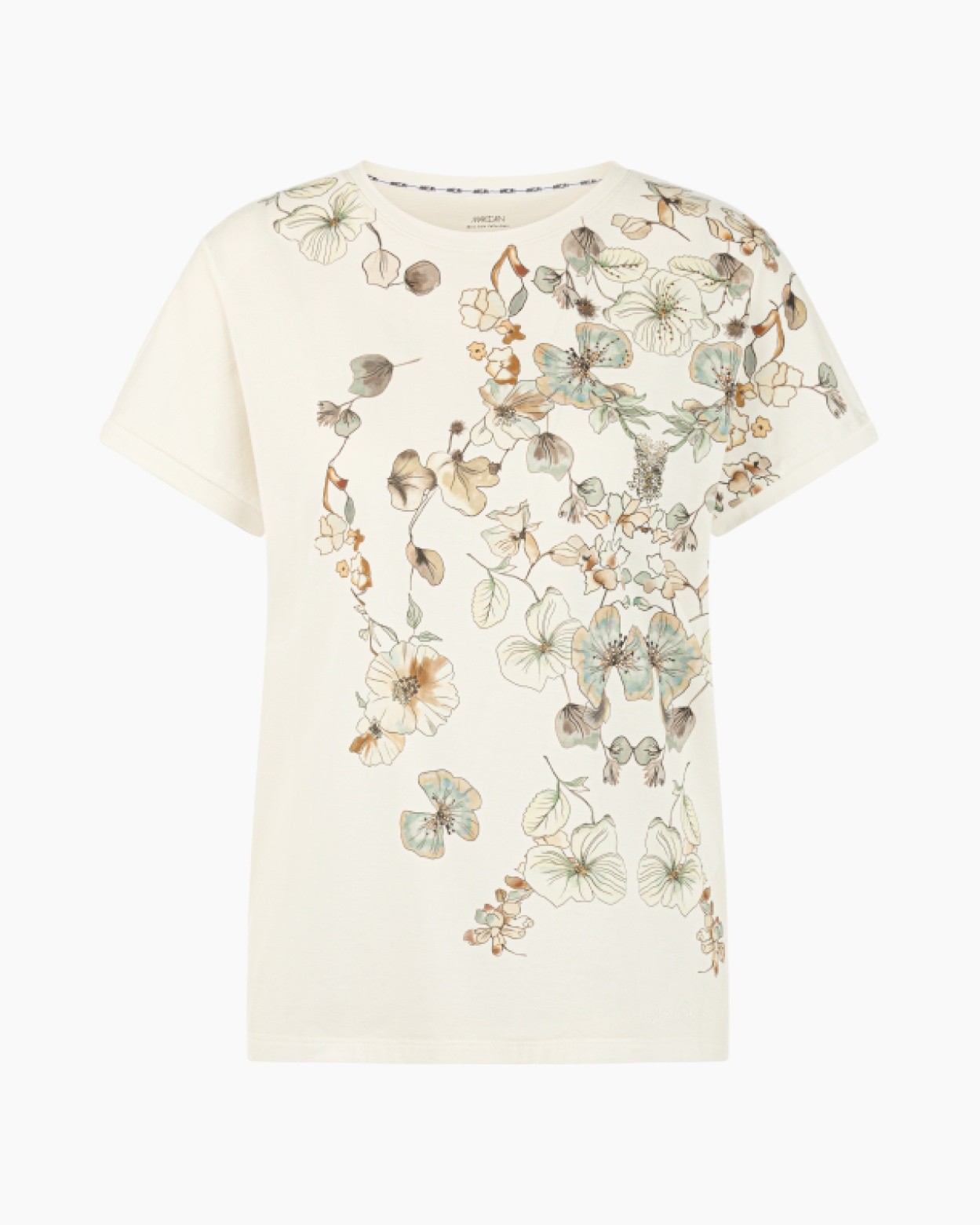 t-shirt, floral, short-sleeve, cream, print