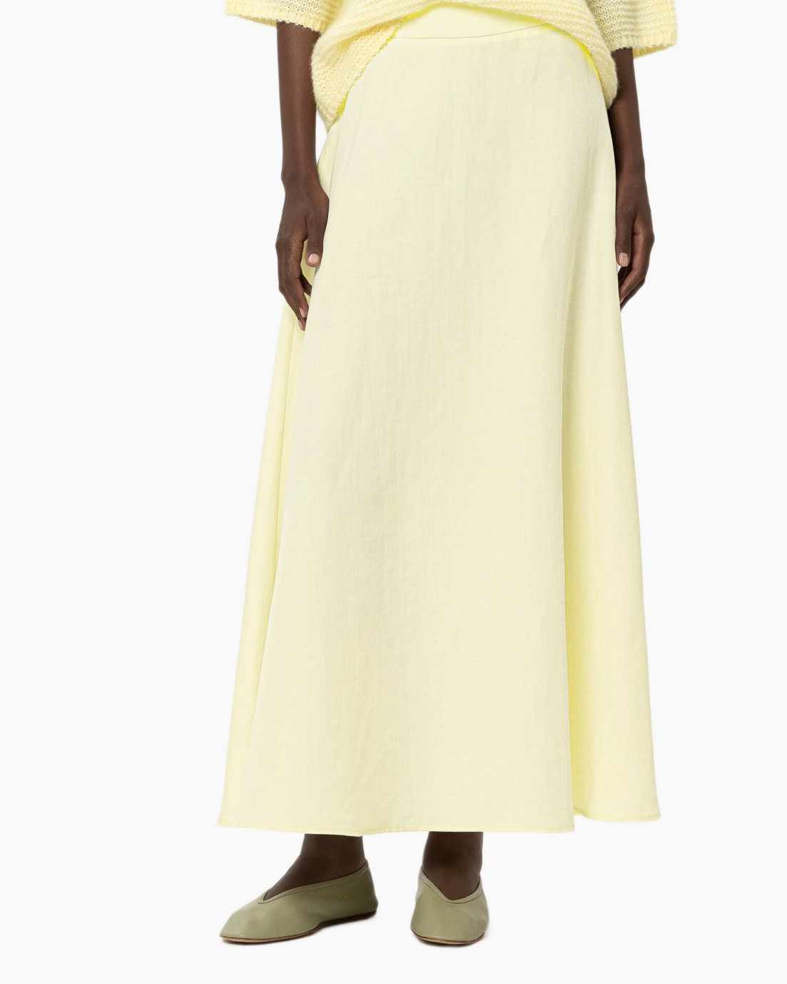 skirt, maxi skirt, mint yellow, linen, solid color