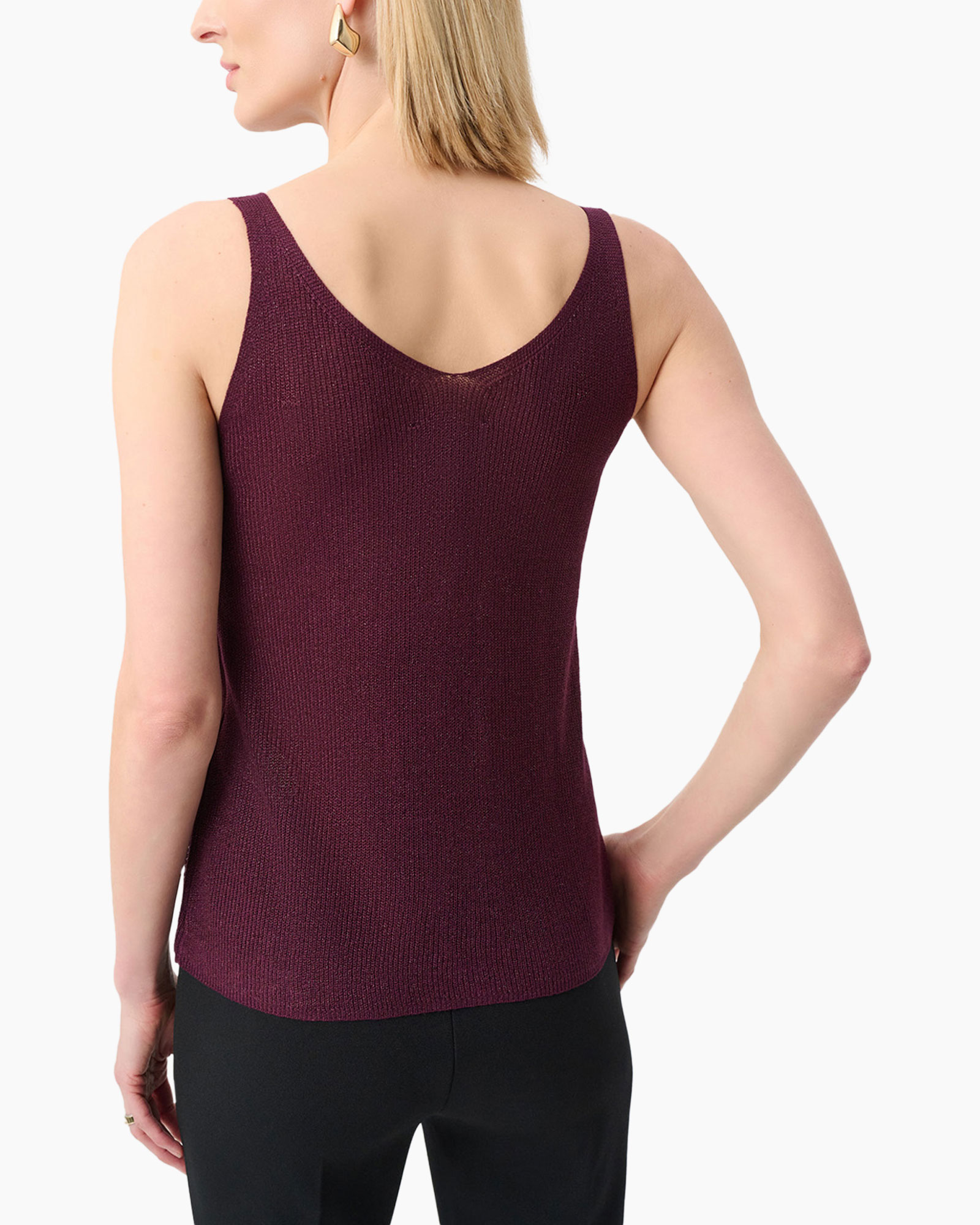 tank top, sleeveless, dot pattern, burgundy, knit