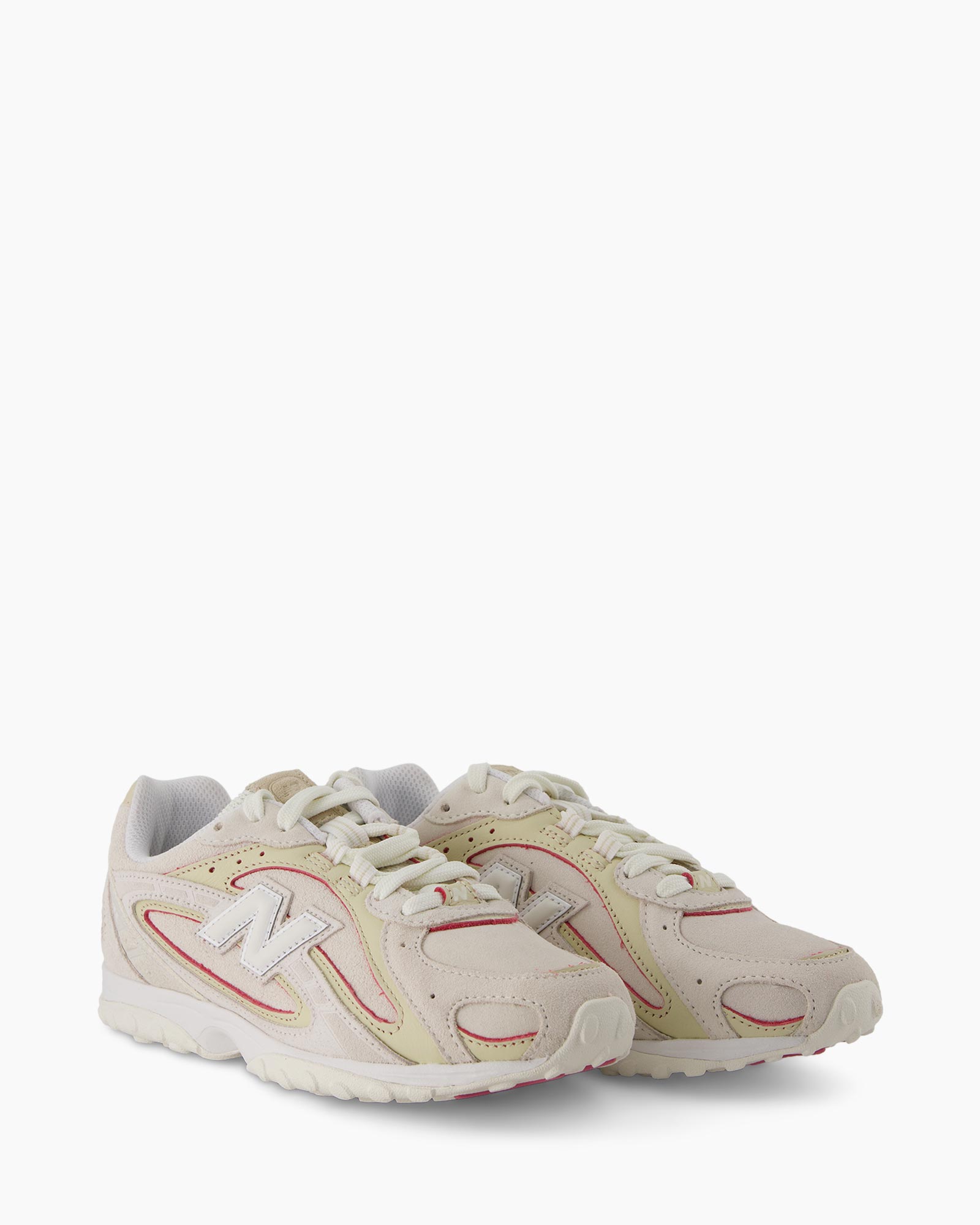 sneaker, athletic shoe, beige, leather, panelled