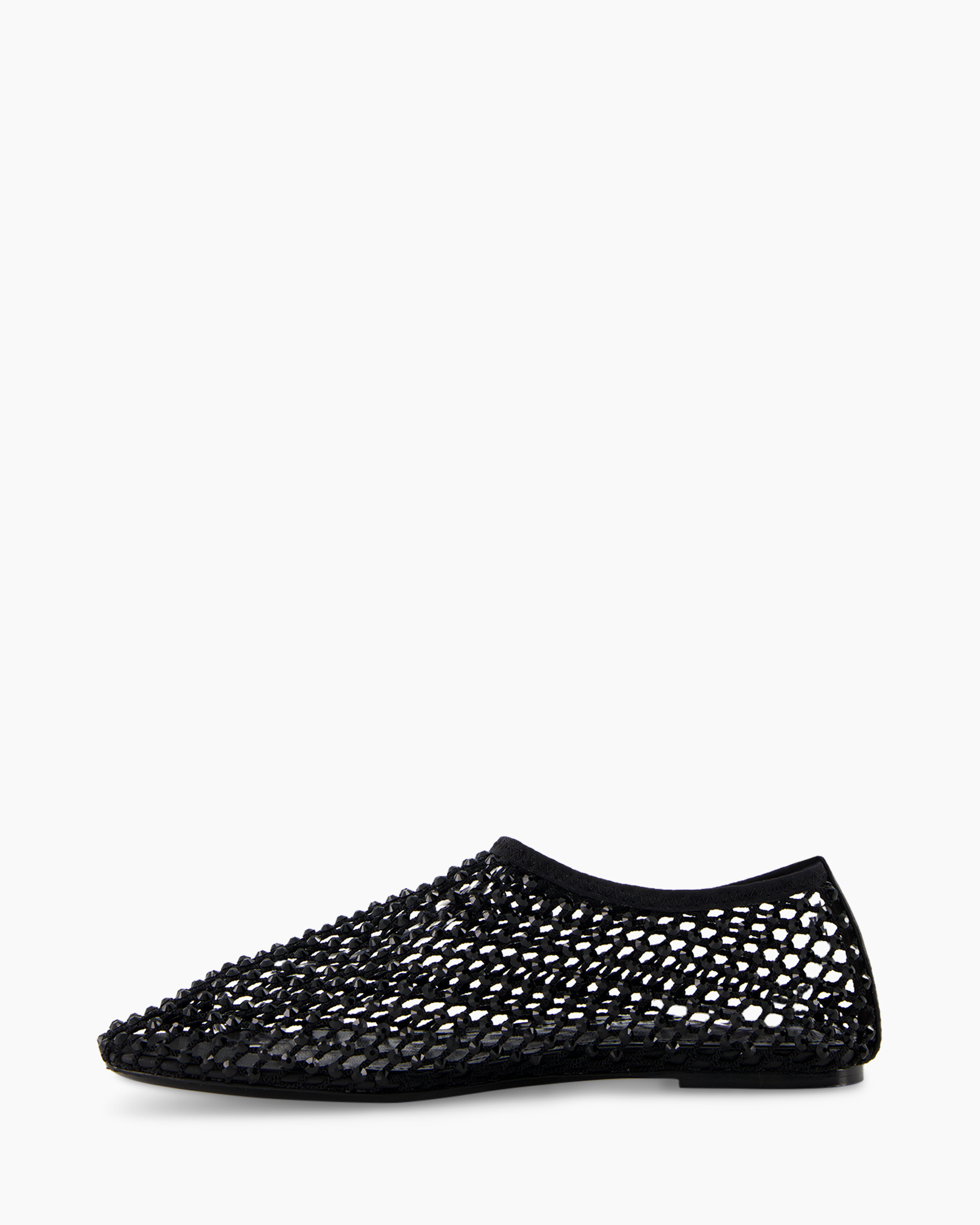 slip-on, black, mesh, flat, shoe