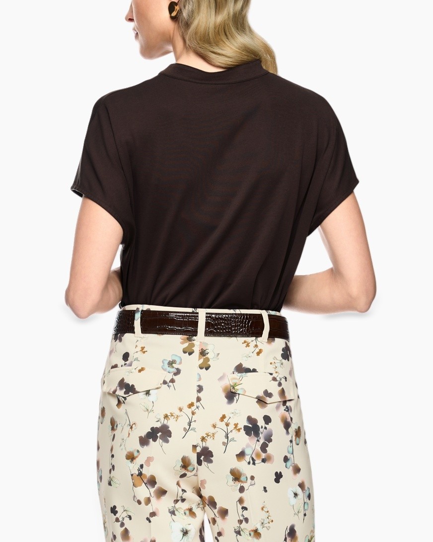 top, blouse, short sleeves, v-neck, ruffle trim
