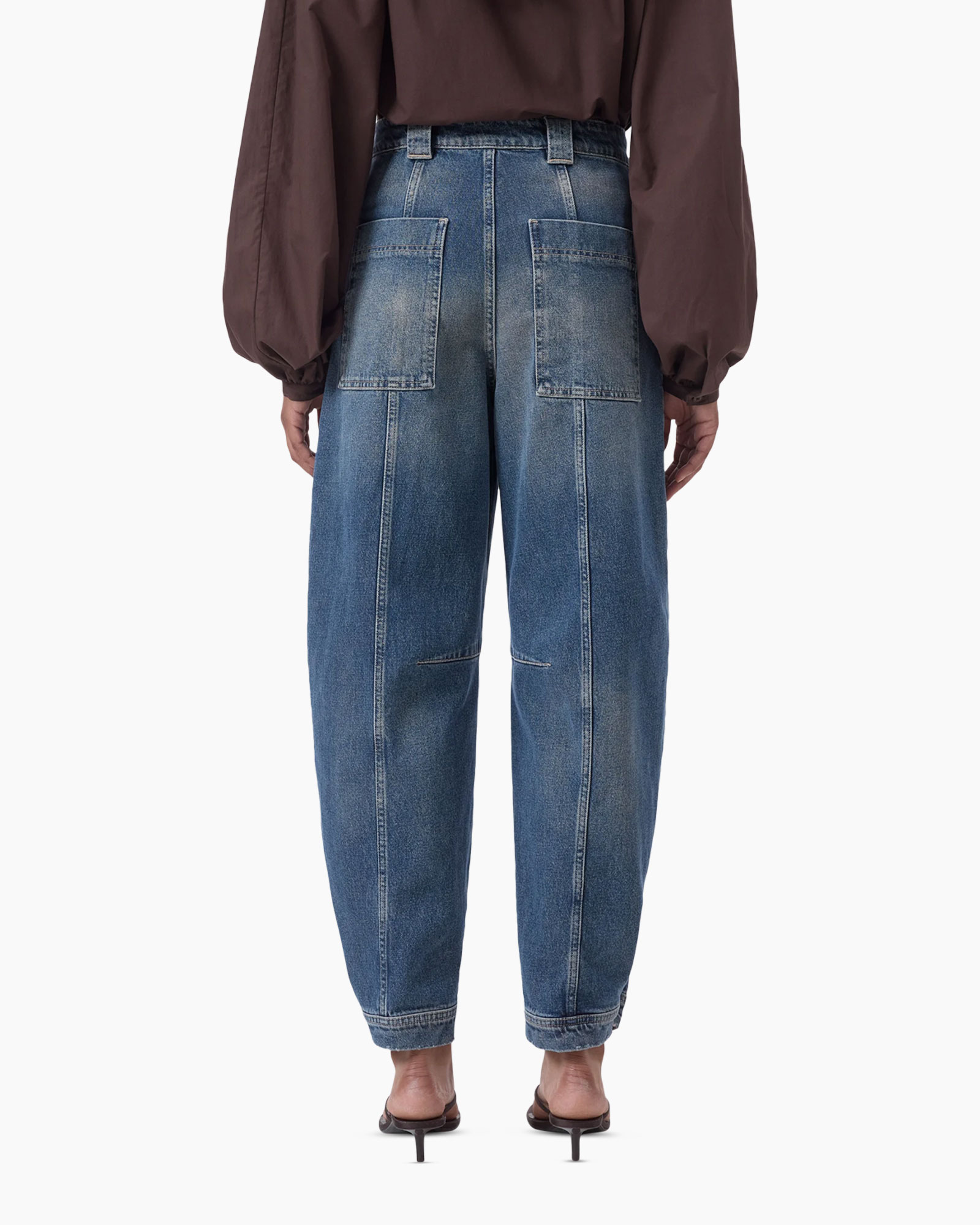 jeans,  denim,  wide leg,  patch pockets,  distressed