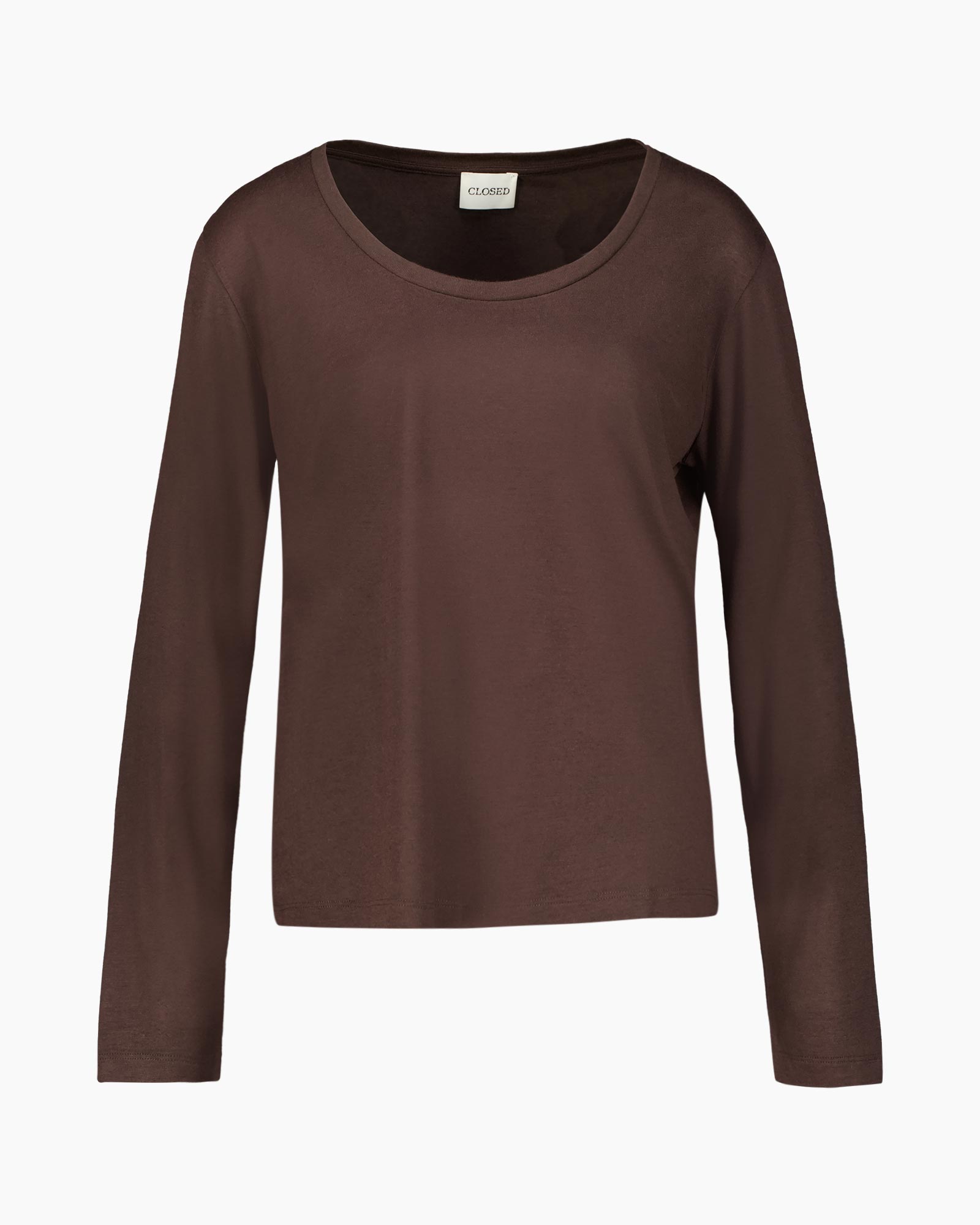 longsleeve, brown, top, crewneck, cotton blend