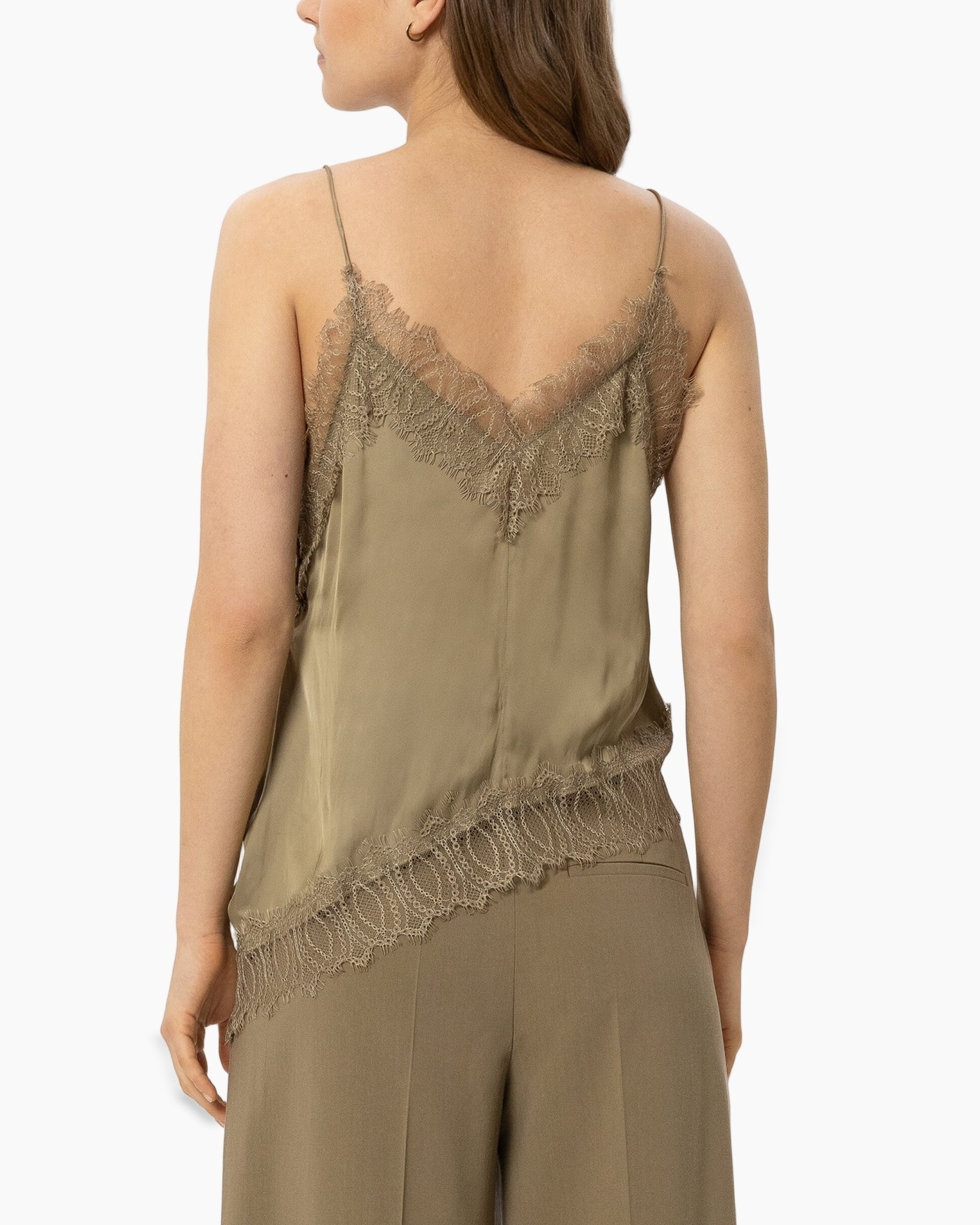 lace trim, camisole, spaghetti straps, satin, layered top
