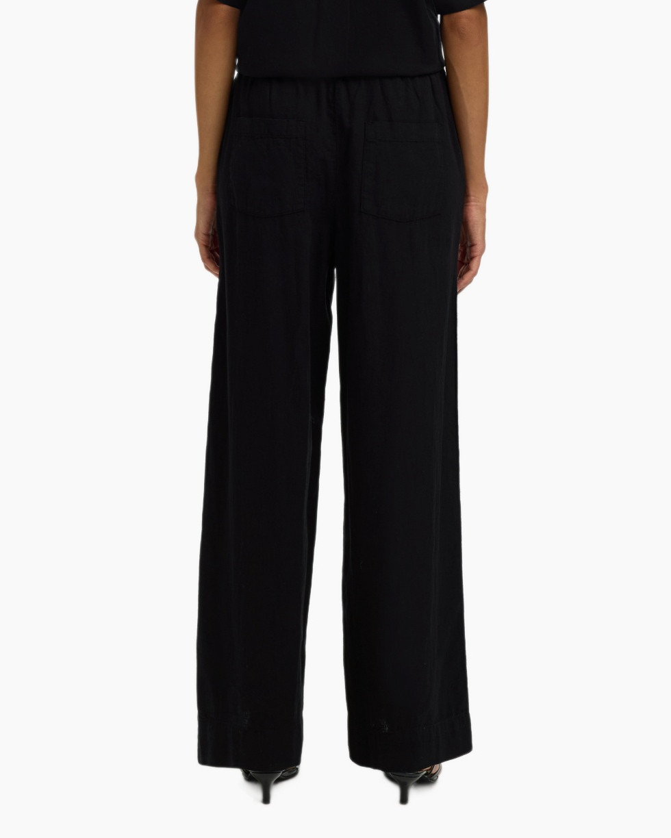 pants, wide-leg, black, drawstring, relaxed-fit
