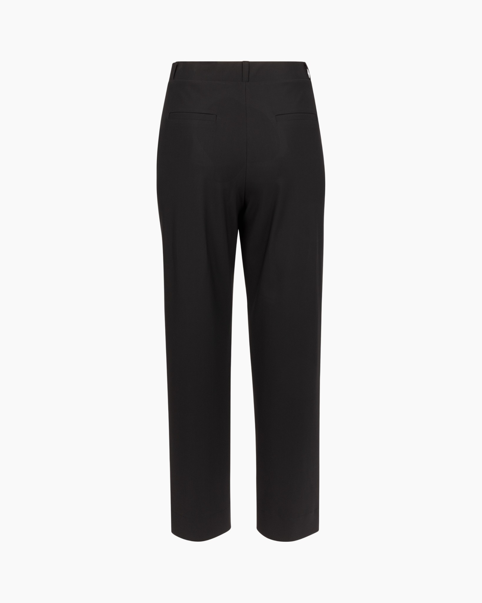 trousers, black, wide-leg, back-pocket, flat-front