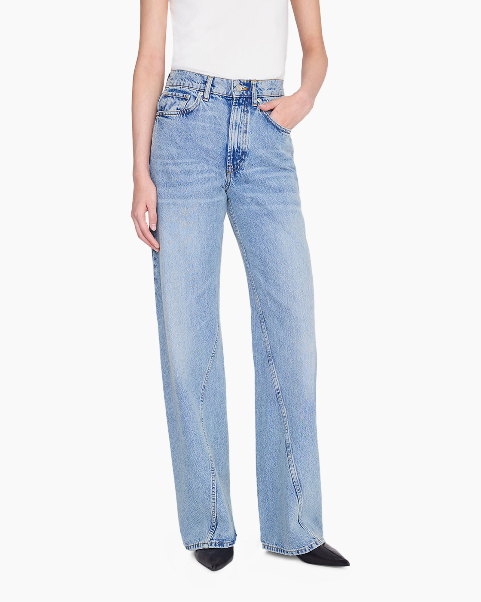 jeans, blue, wide-leg, denim, pants