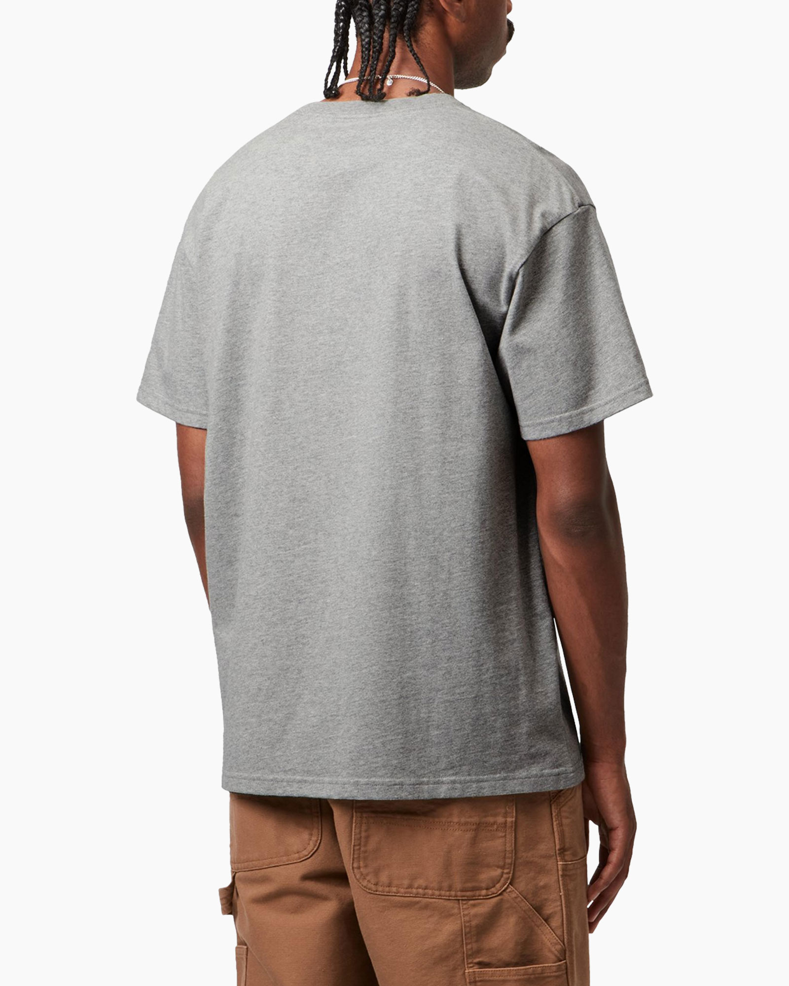 t-shirt, short-sleeve, gray, crew-neck, casual