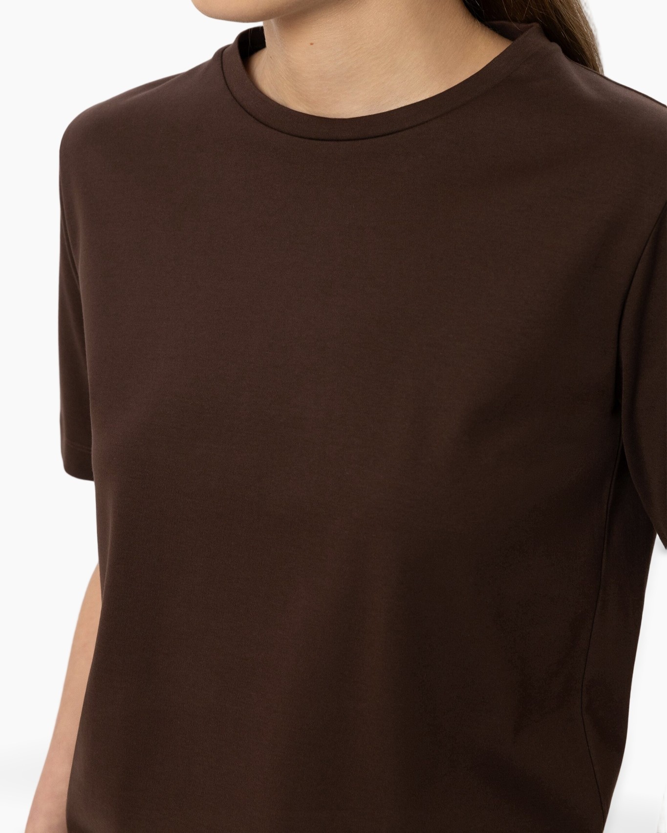 t-shirt, short-sleeve, brown, cotton, crew neck