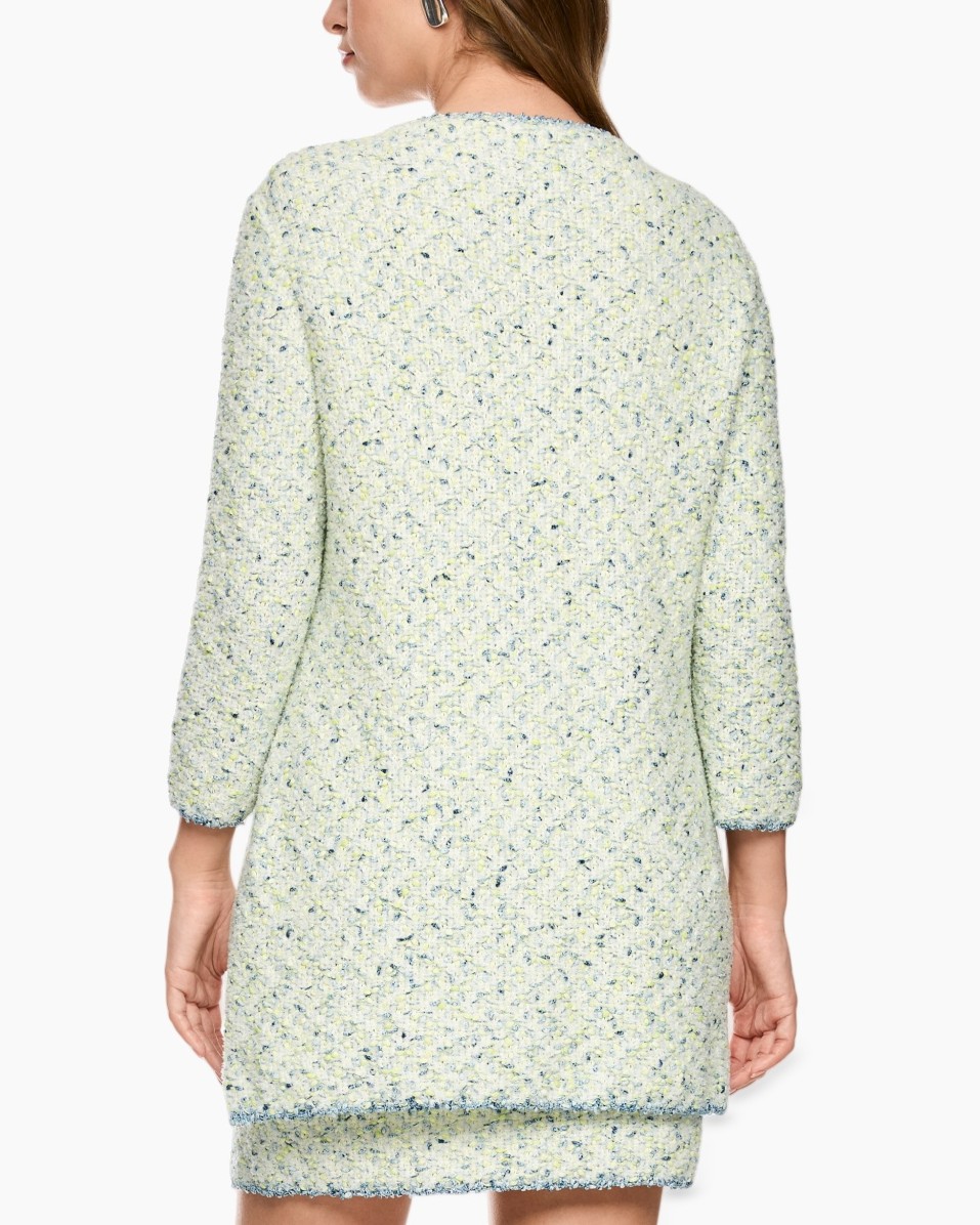coat, tweed, long-sleeve, back view, light blue