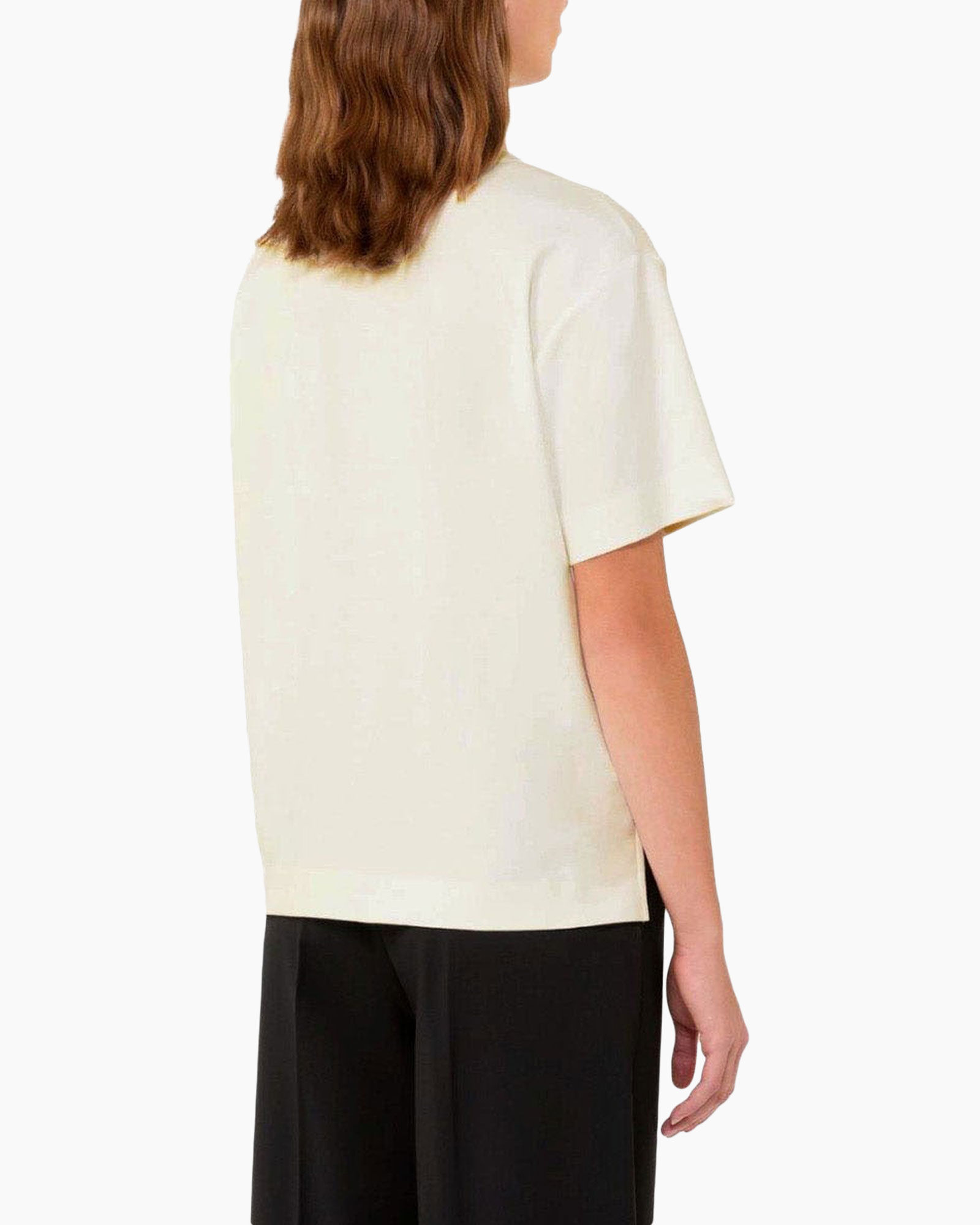t-shirt, short sleeve, cream, back view, loose fit