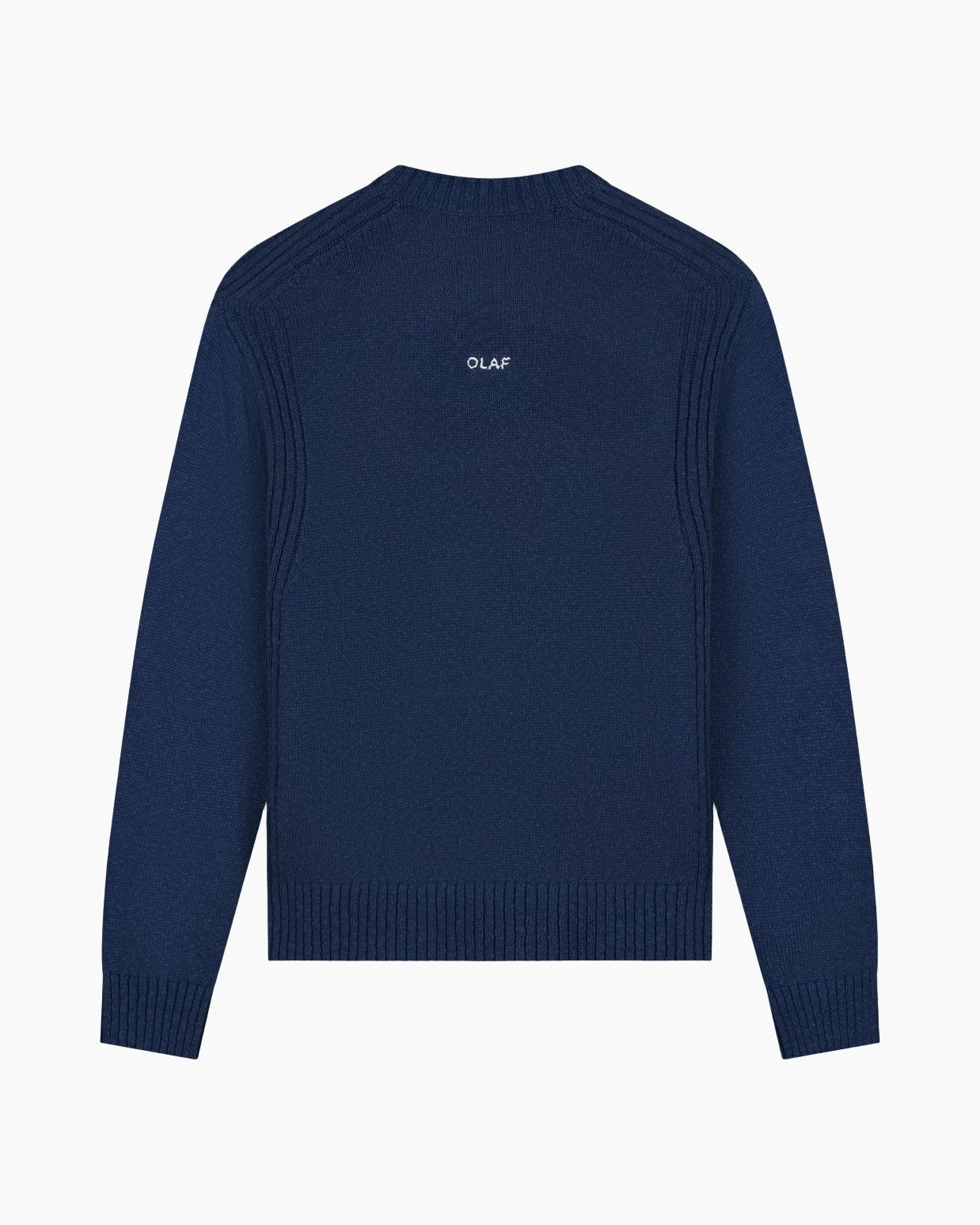 sweater, knitwear, crewneck, navy, ribbed hem