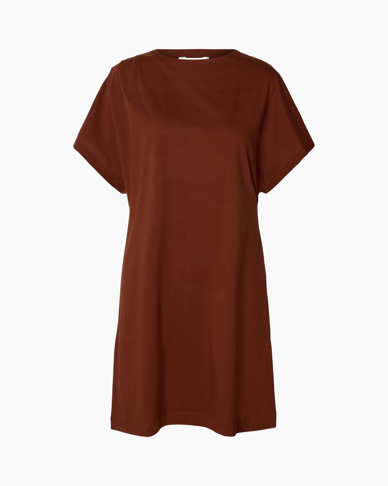 tunic, short-sleeve, brown, linen? cotton?, loose-fit