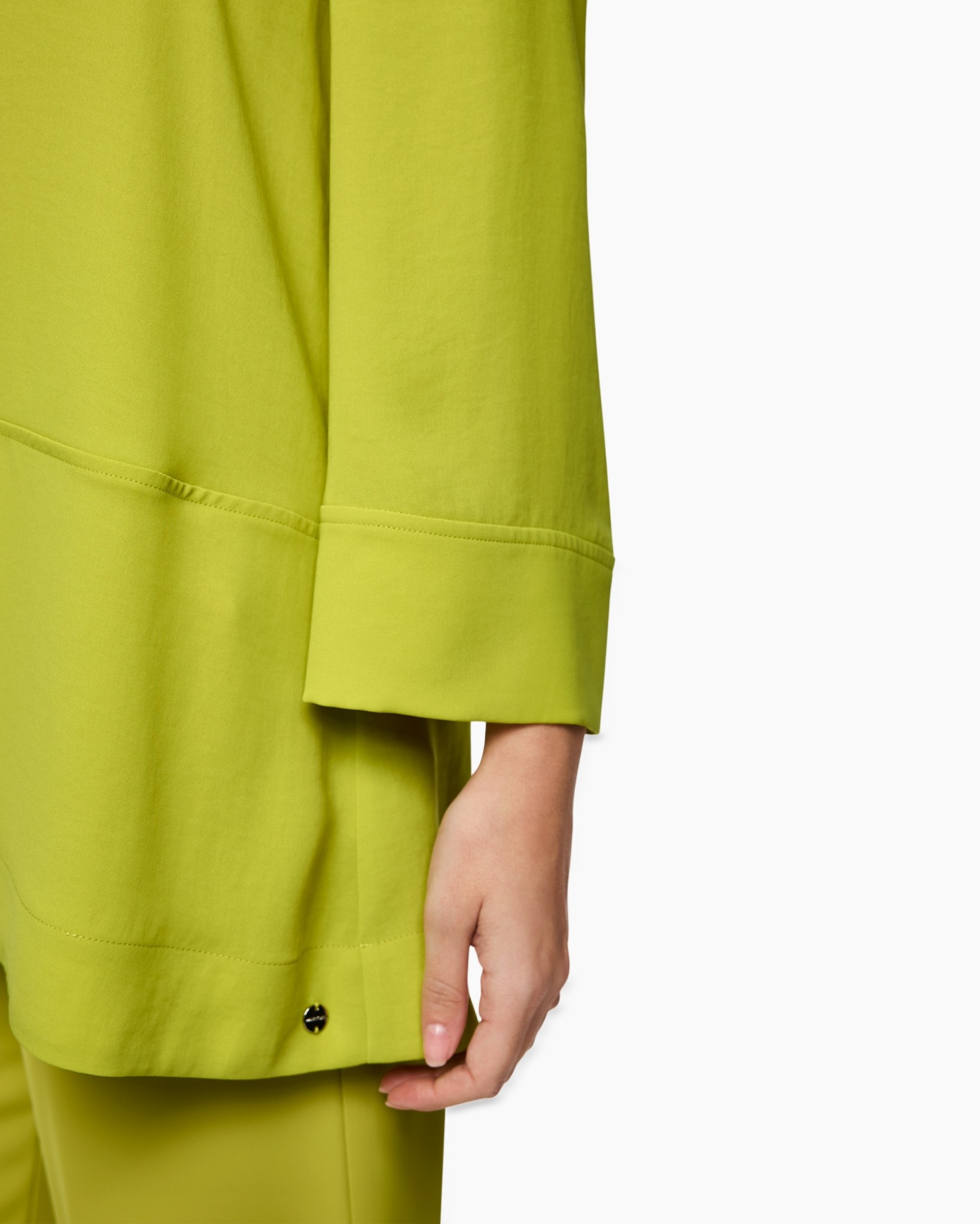 green, long sleeve, tunic, pocket, button detail