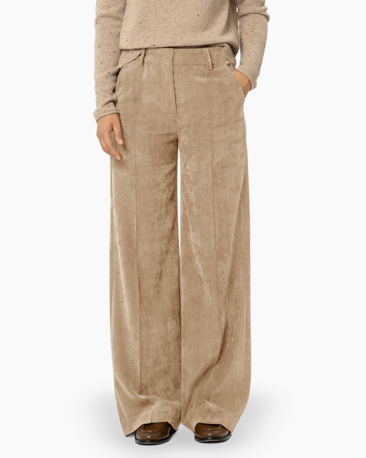 corduroy pants, wide-leg, beige, pants, velvety texture