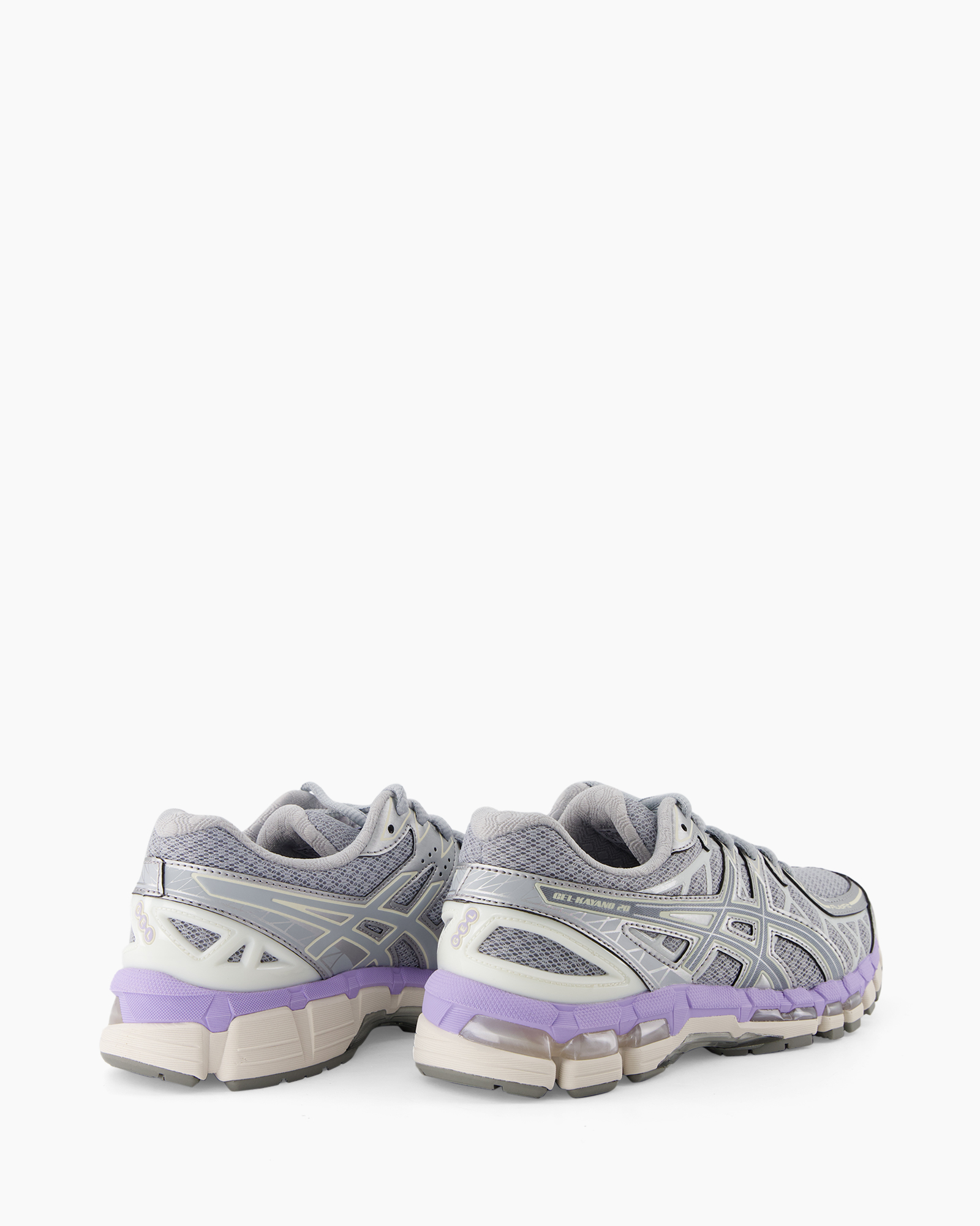 running shoes, athletic shoes, mesh, gray, purple sole