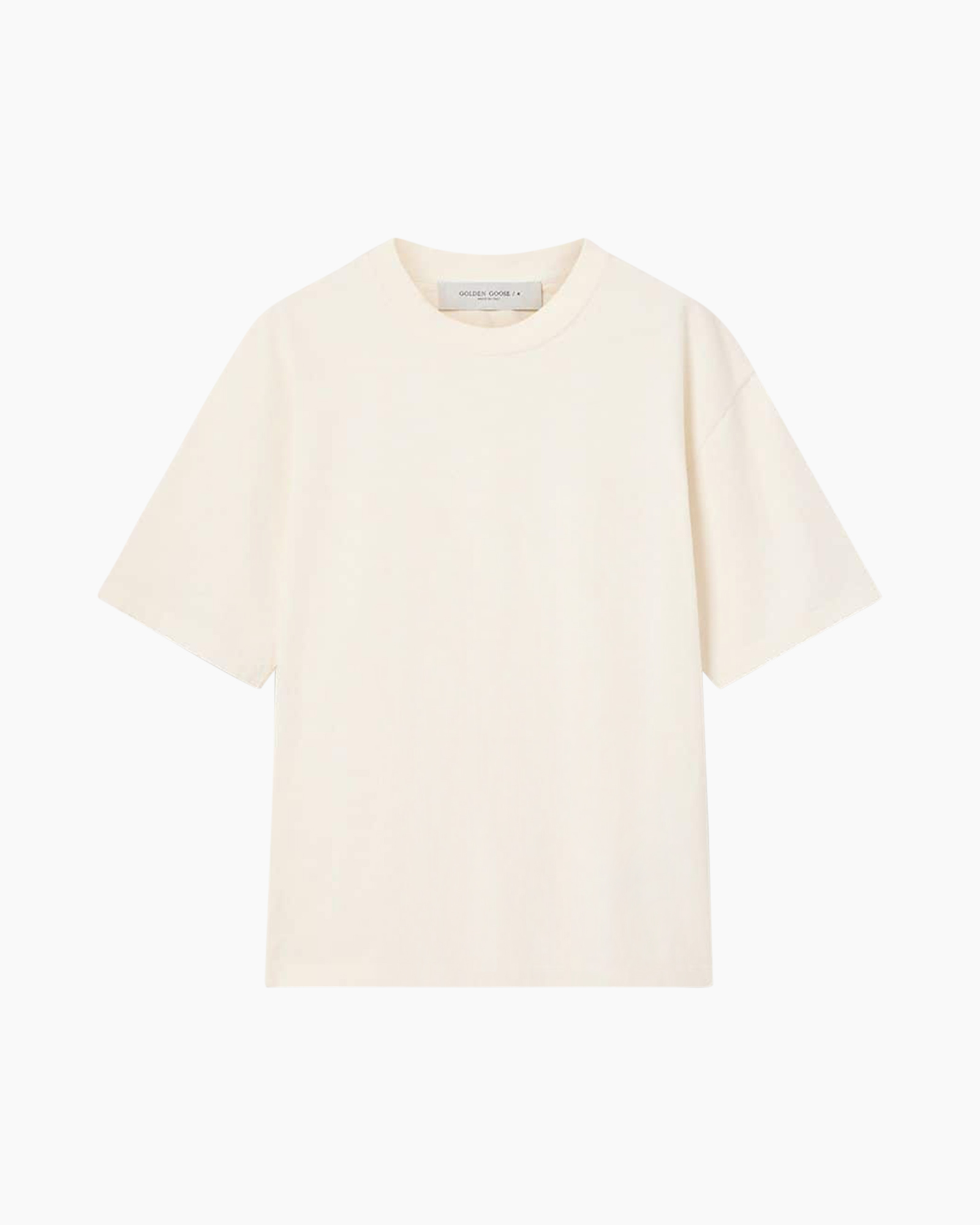 t-shirt, short sleeve, crew neck, plain, beige/cream