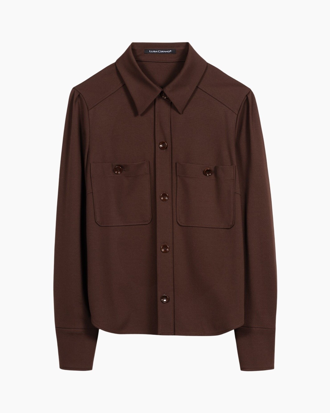 shirt, button-down, brown, pocketed, collared