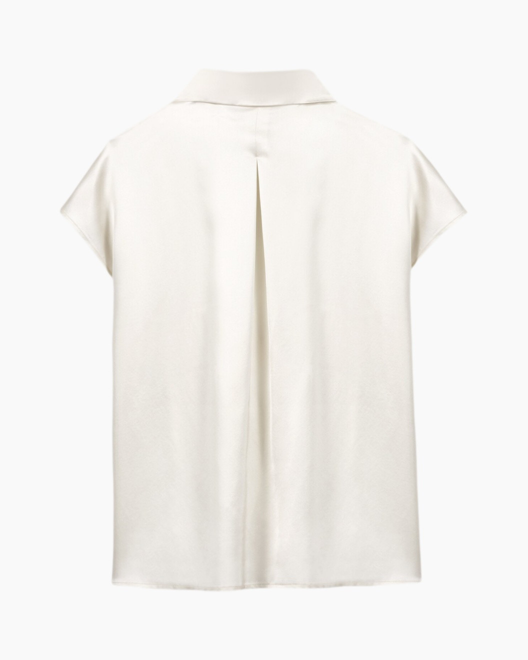 top, blouse, short sleeves, collar, pleat back