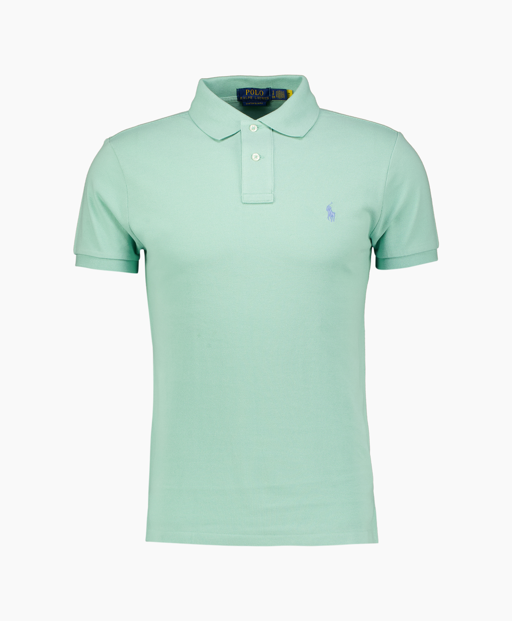 polo shirt, short sleeve, mint green, collared polo, logo embroidery