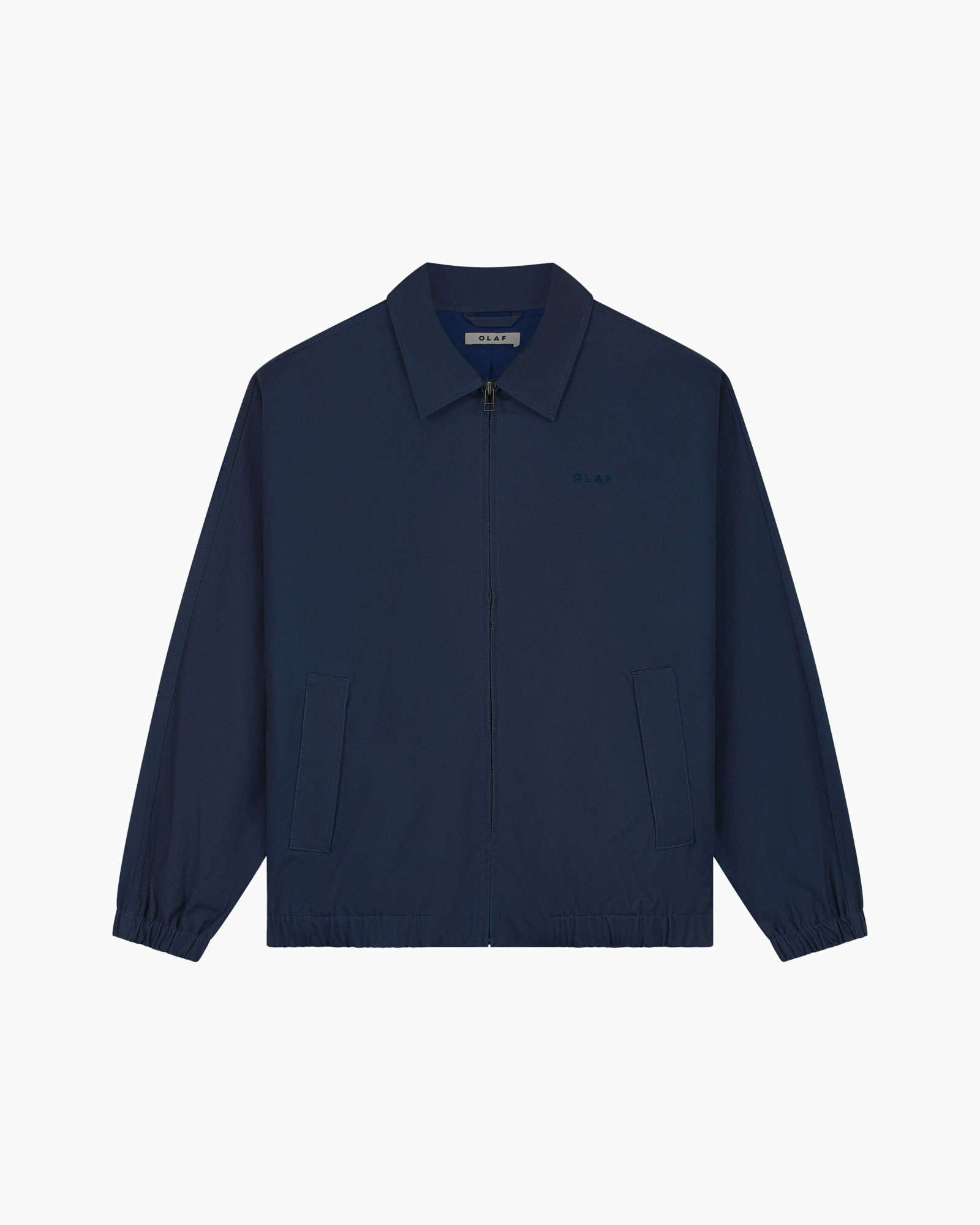 jacket, navy, zip, collar, pockets