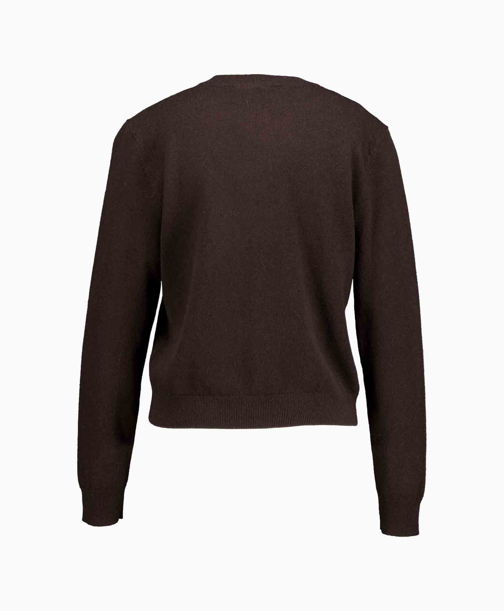 sweater, brown, long-sleeve, knit, back view