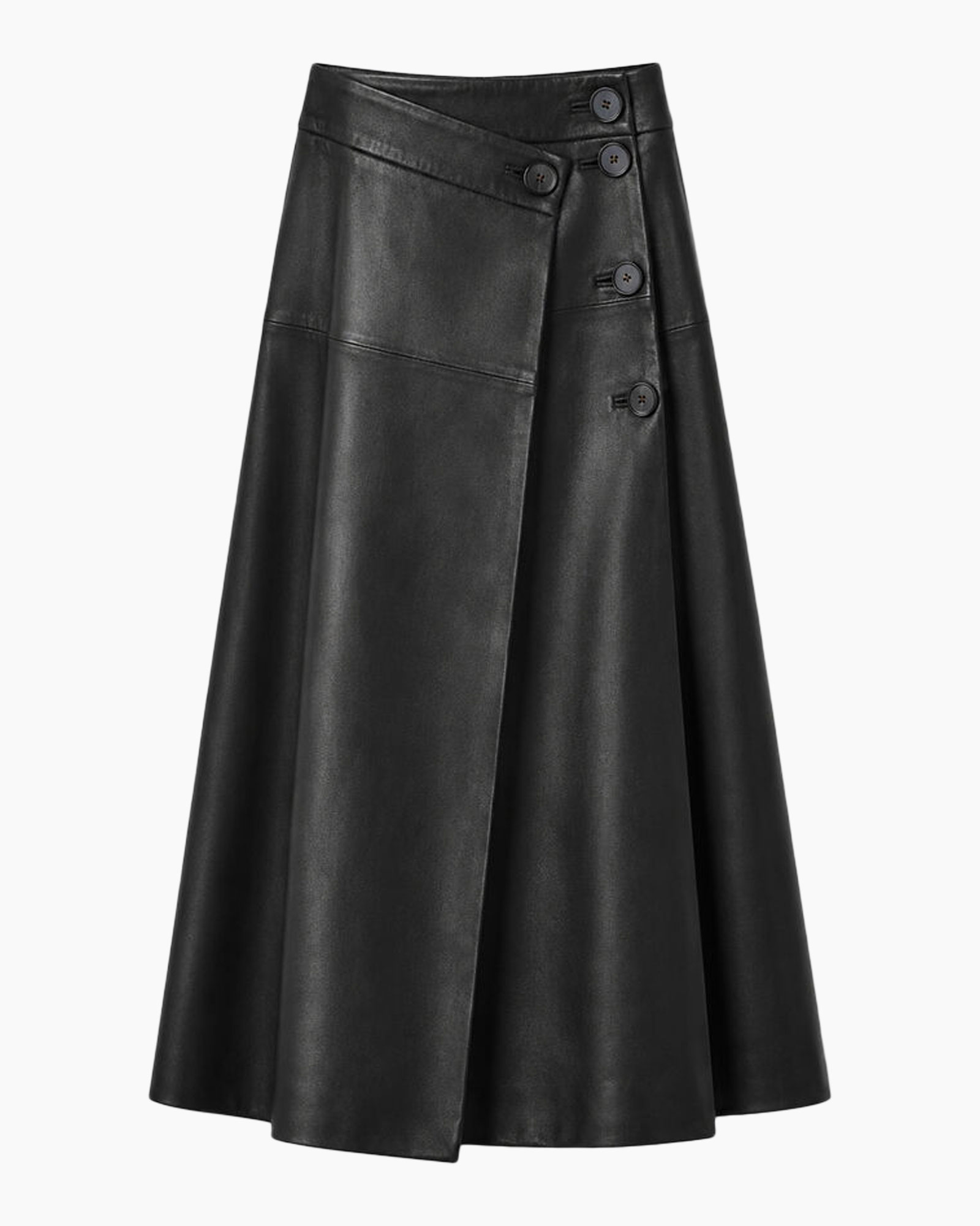 skirt, leather look, wrap, asymmetric, black