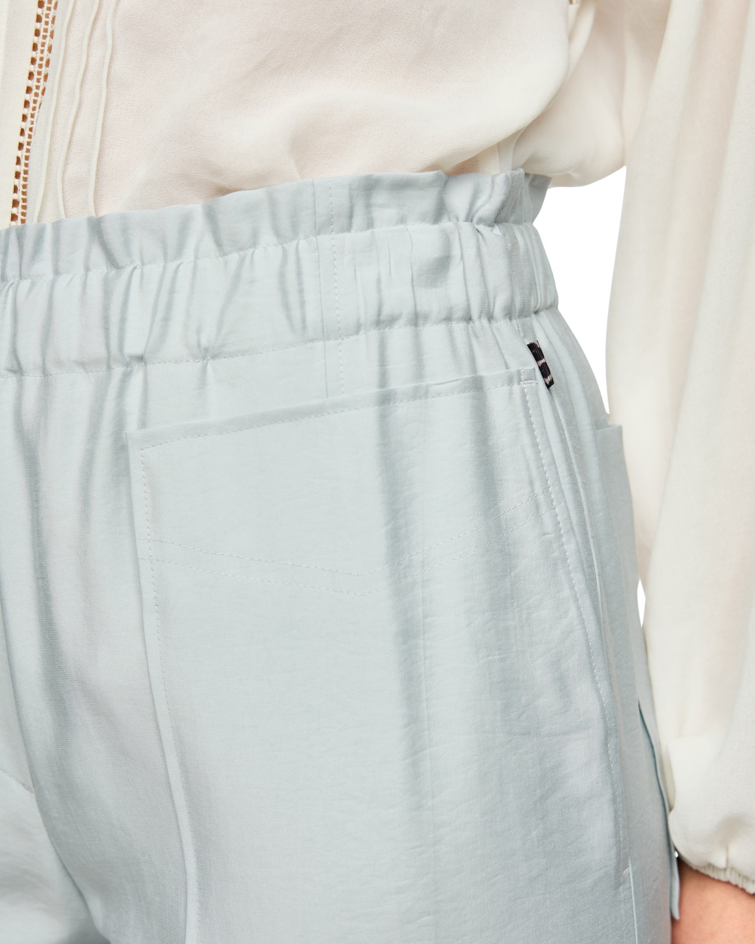elastic-waist, light-blue, pants, pockets, linen-like