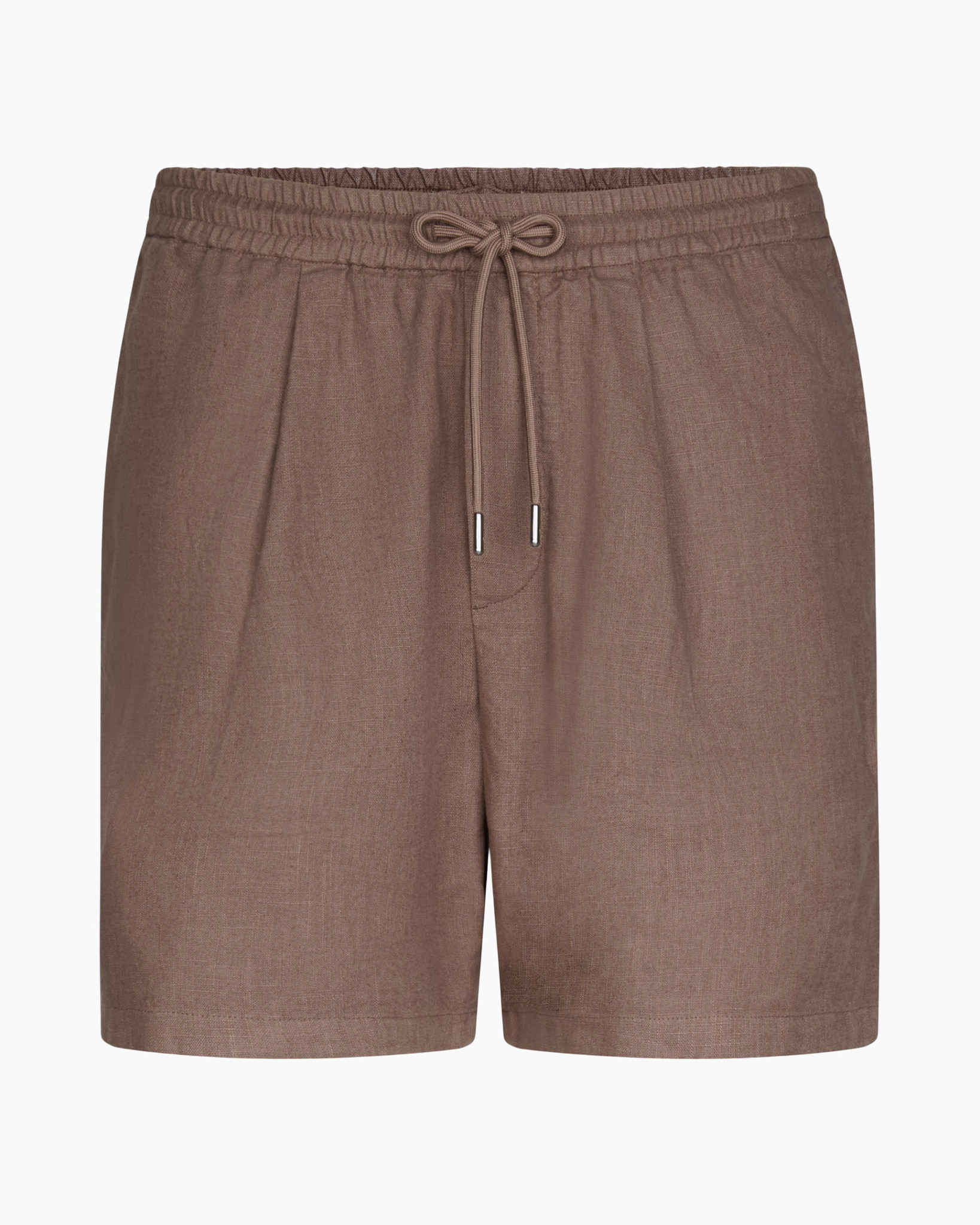 shorts, drawstring, linen, brown, elastic waist
