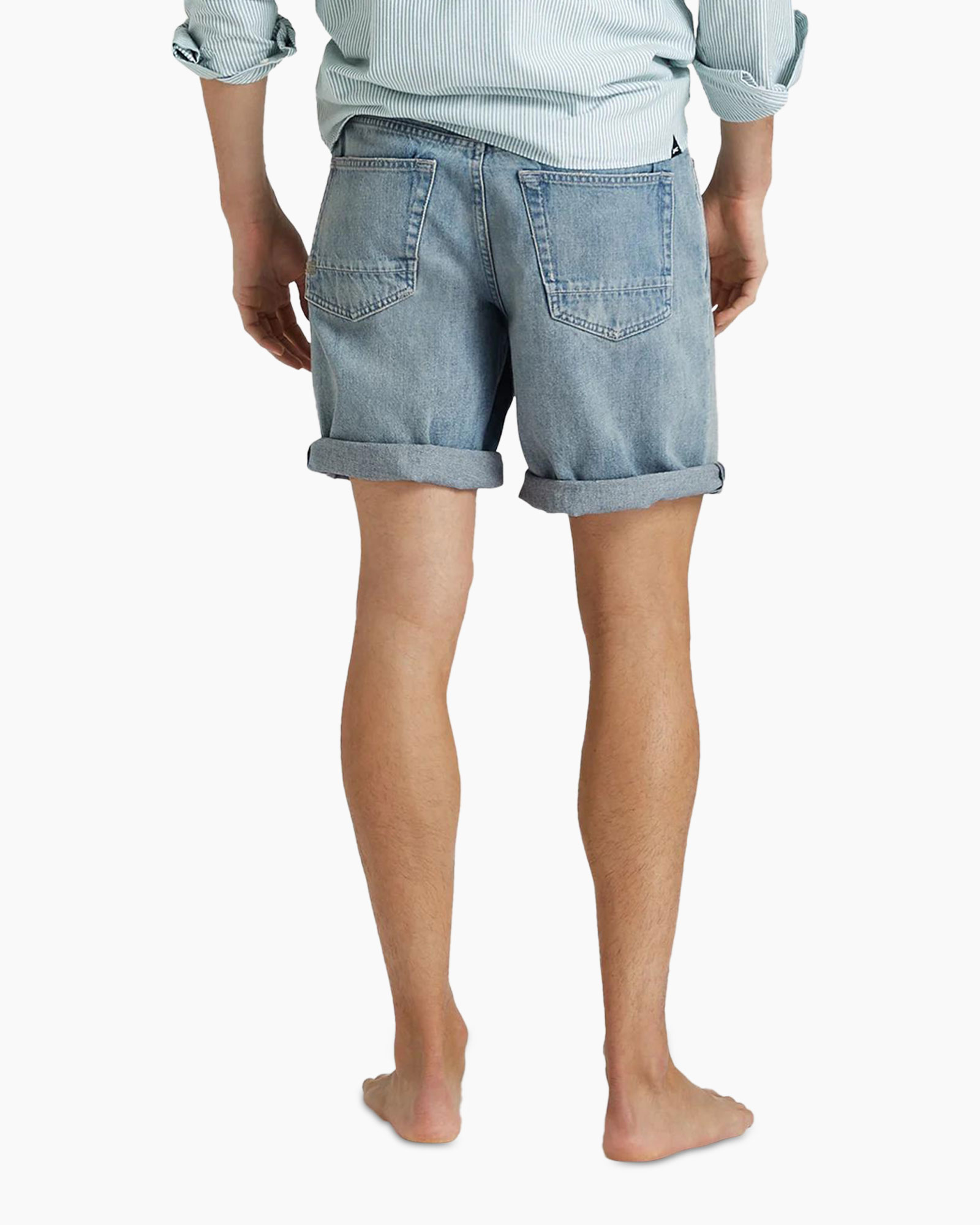 shorts, denim, jean, rolled hem, back view