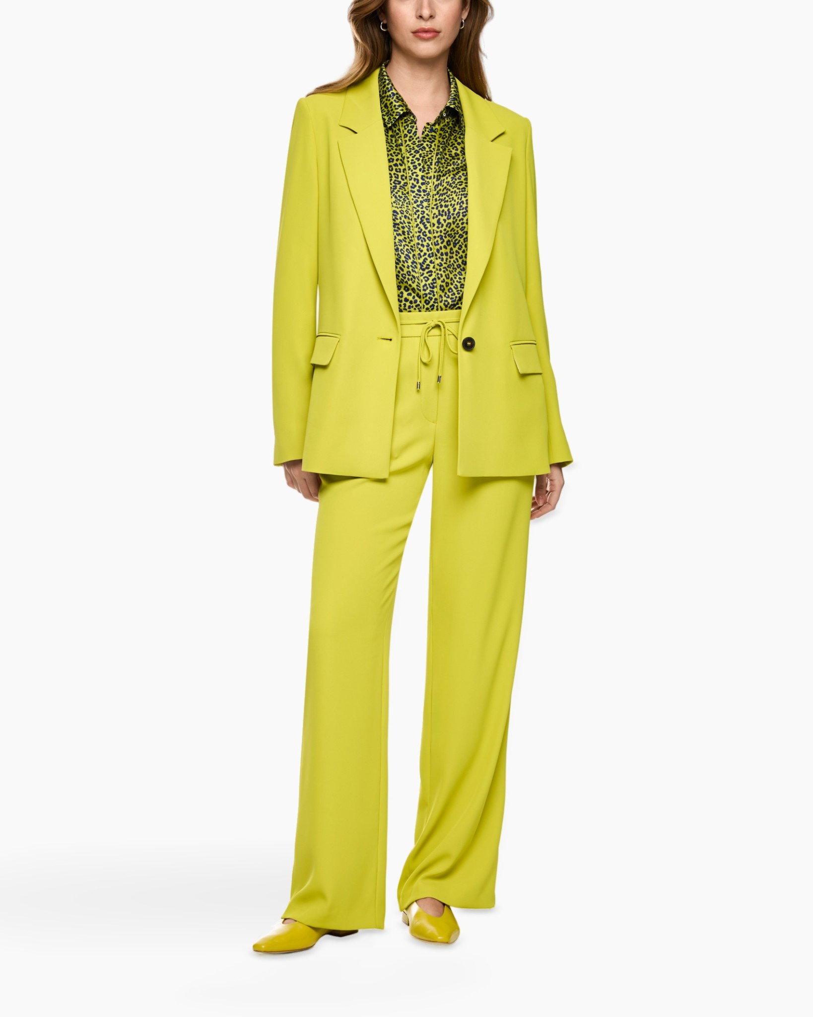 blazer, pants, yellow, suit, leopard print shirt