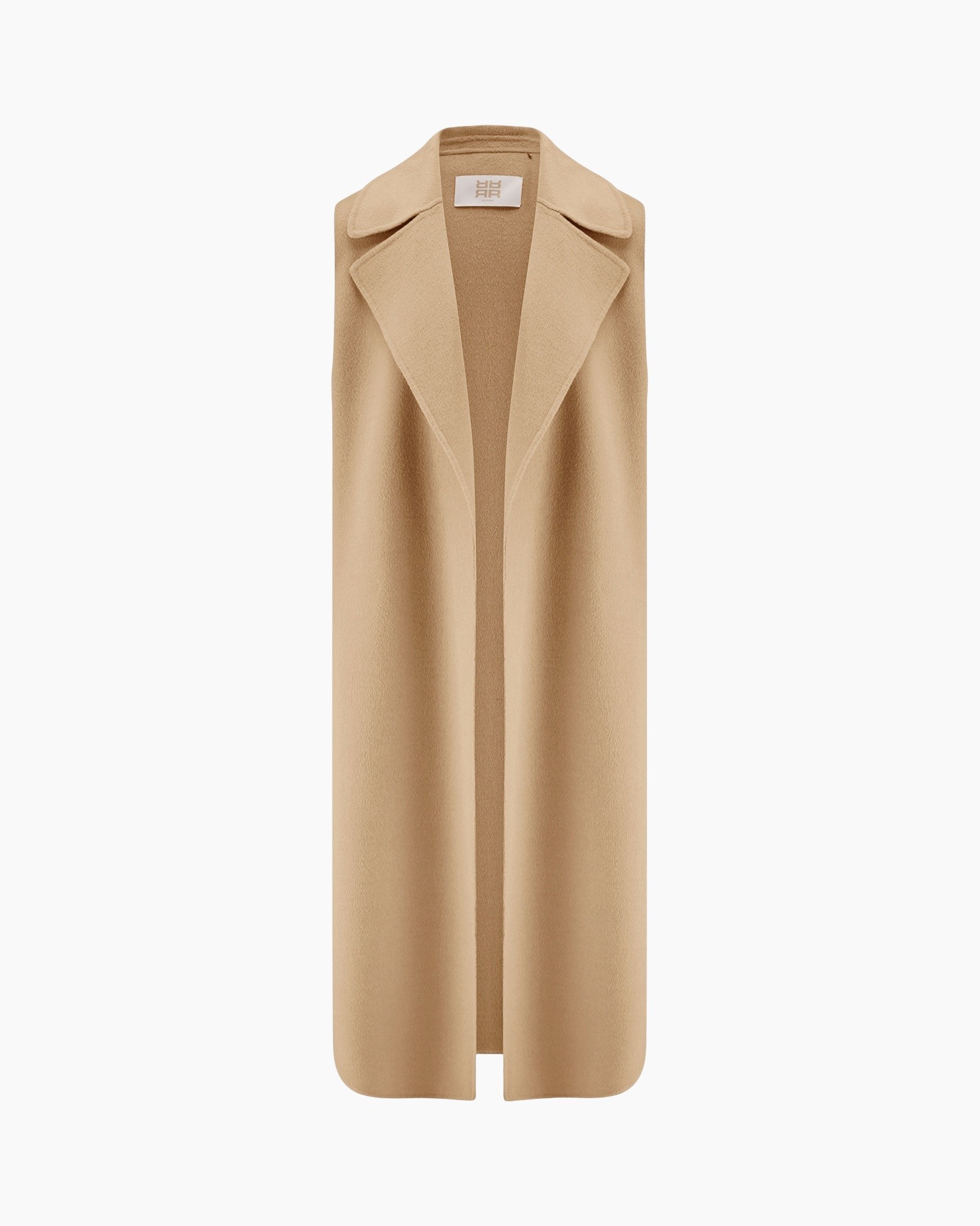 camel, coat, long, open-front, collar