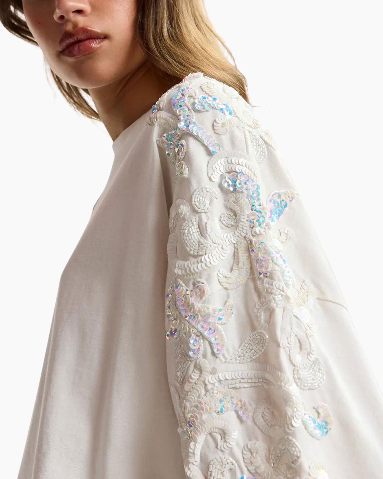 white, embroidery, long-sleeve, delicate, sequins