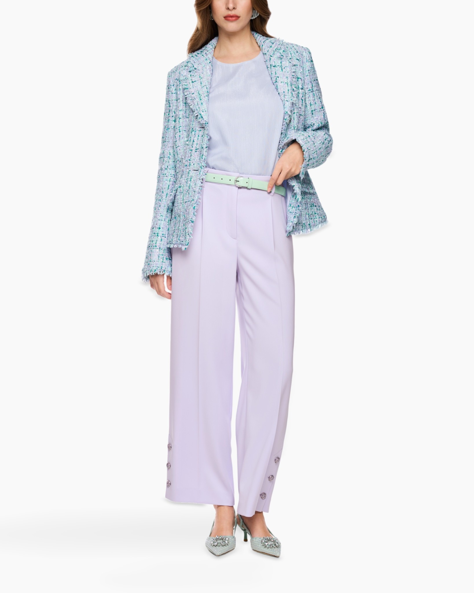 blazer, jacket, tweed, pastel, trousers