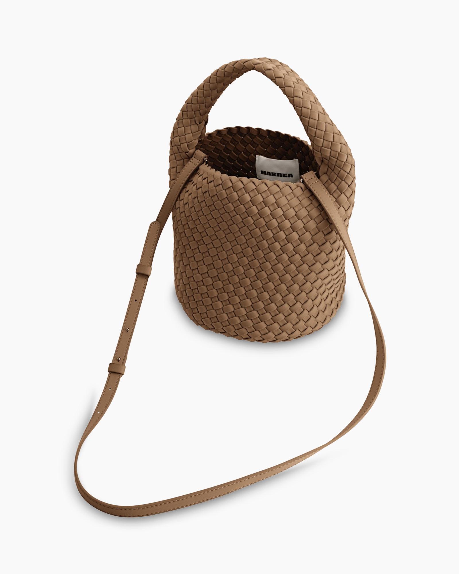 Schouder/hand Tas Basket midden bruin