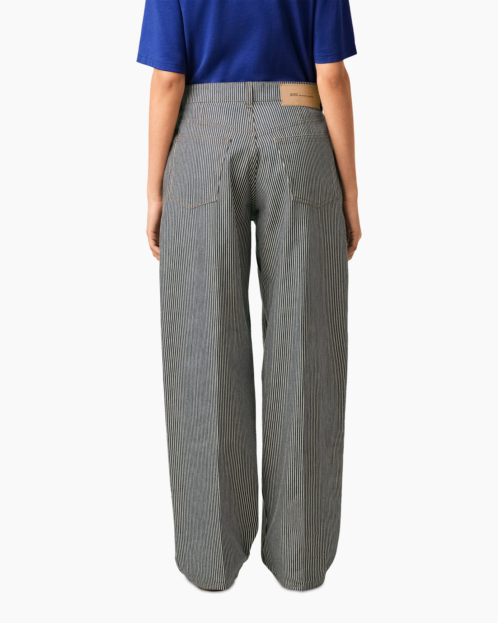 striped pants, wide-leg, gray, casual, pockets