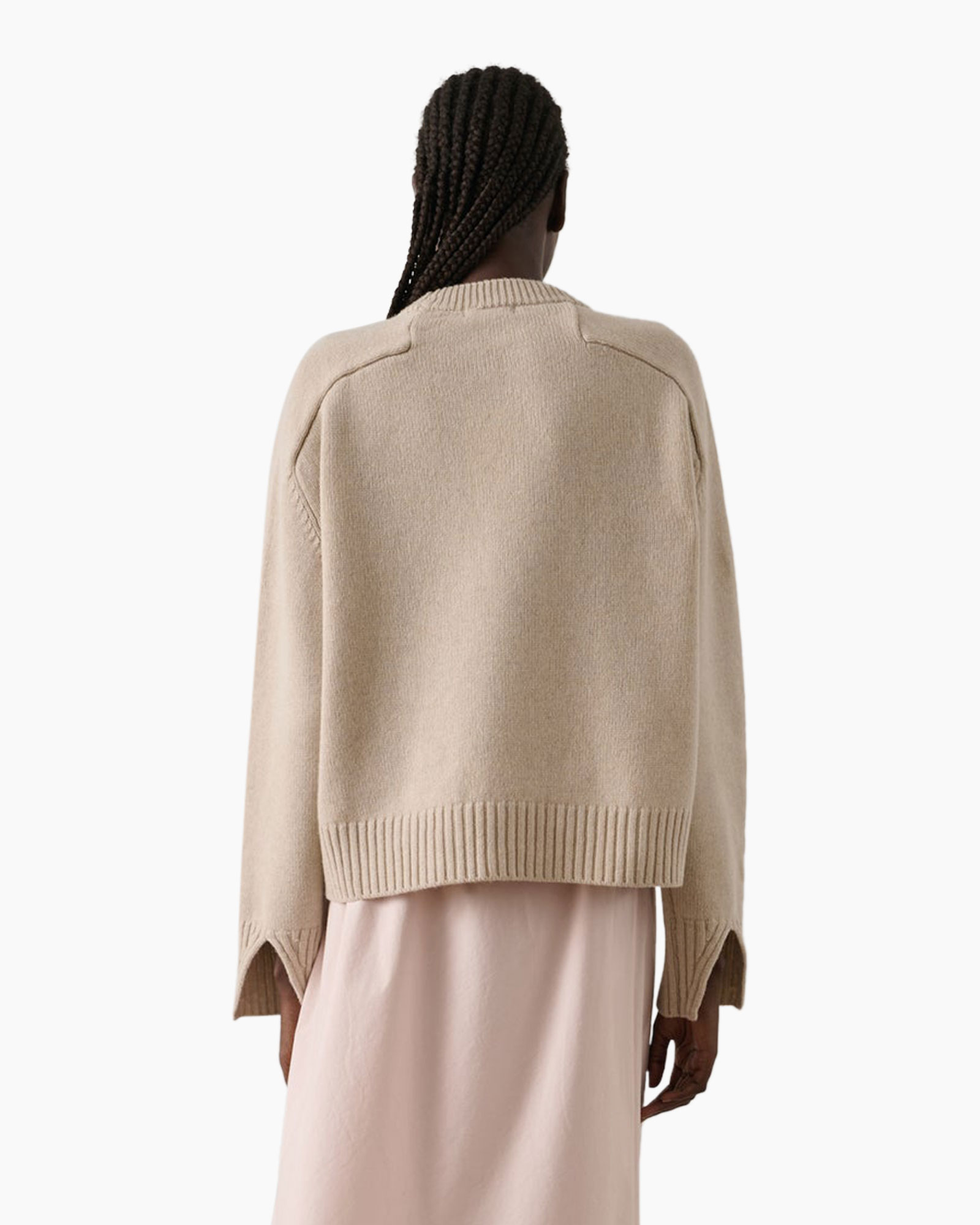 sweater, beige, knitwear, oversized, back view