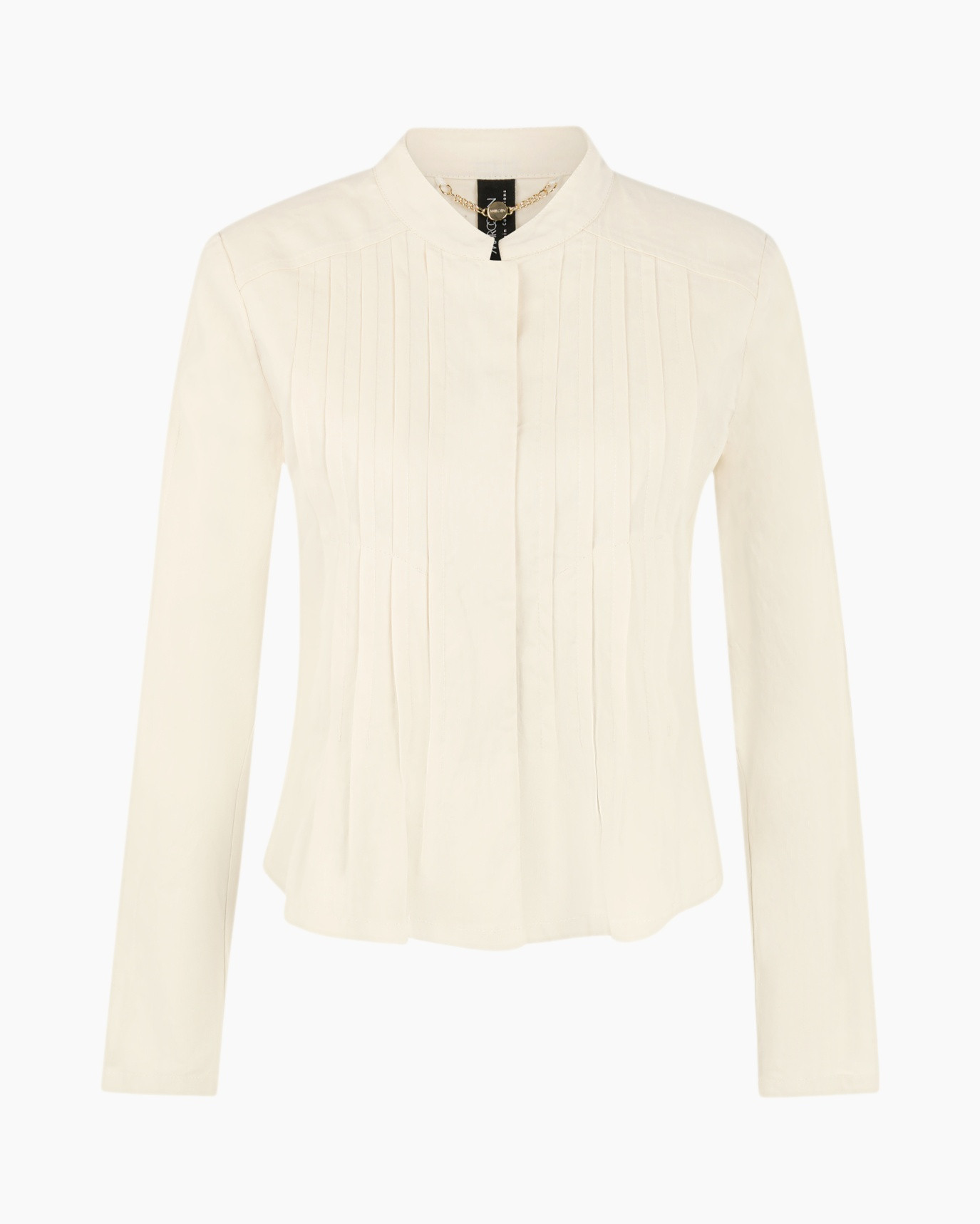 blouse, pleated, long-sleeve, buttonless front, creme