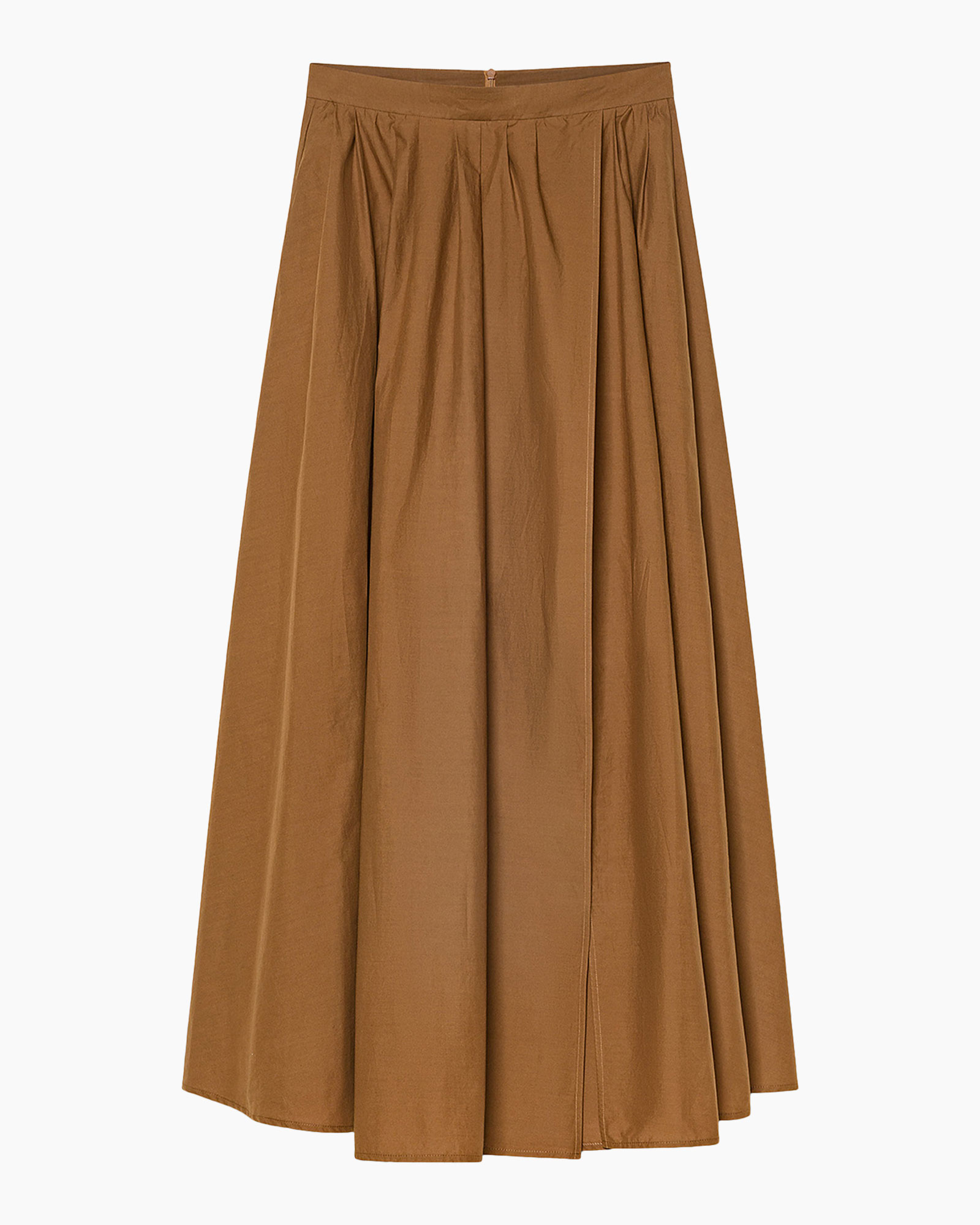 skirt, pleated, maxi, brown, cotton